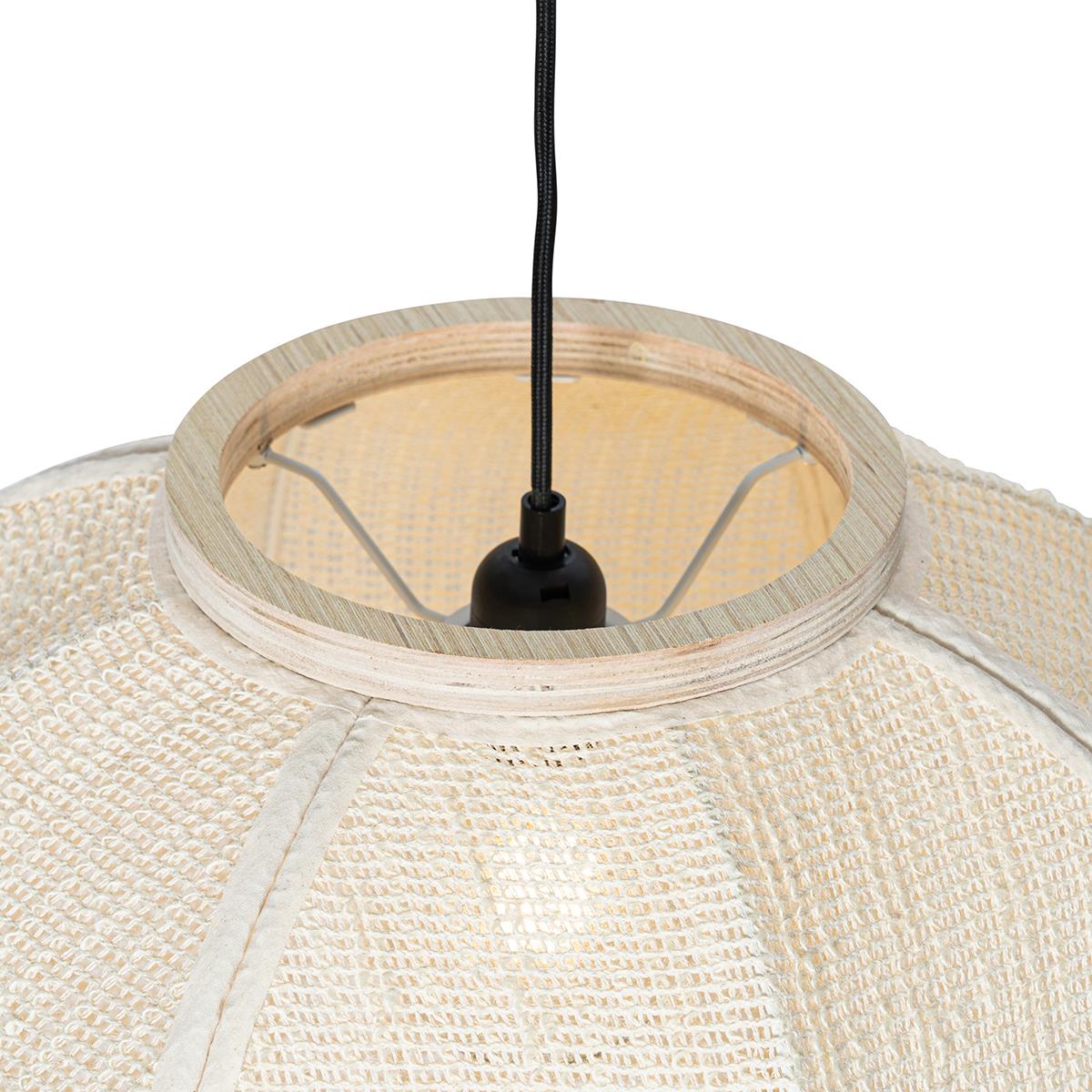 QAZQA Oosterse hanglamp naturel stof 48 cm - Rob