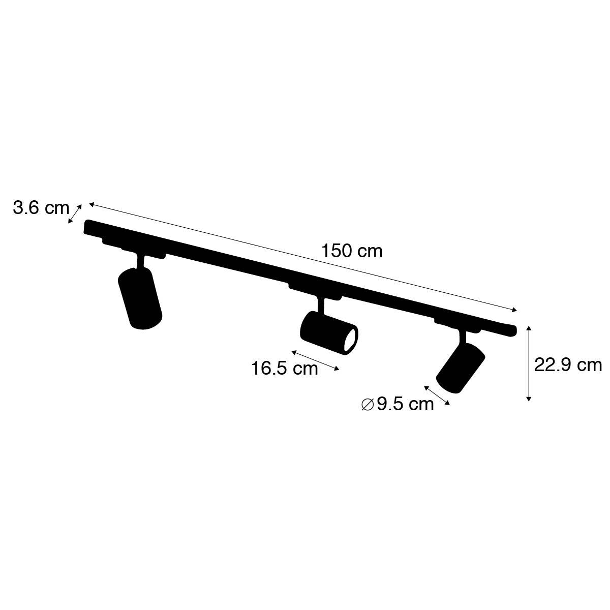 QAZQA LED Railsysteem ruler - Zwart - Modern - L 150cm