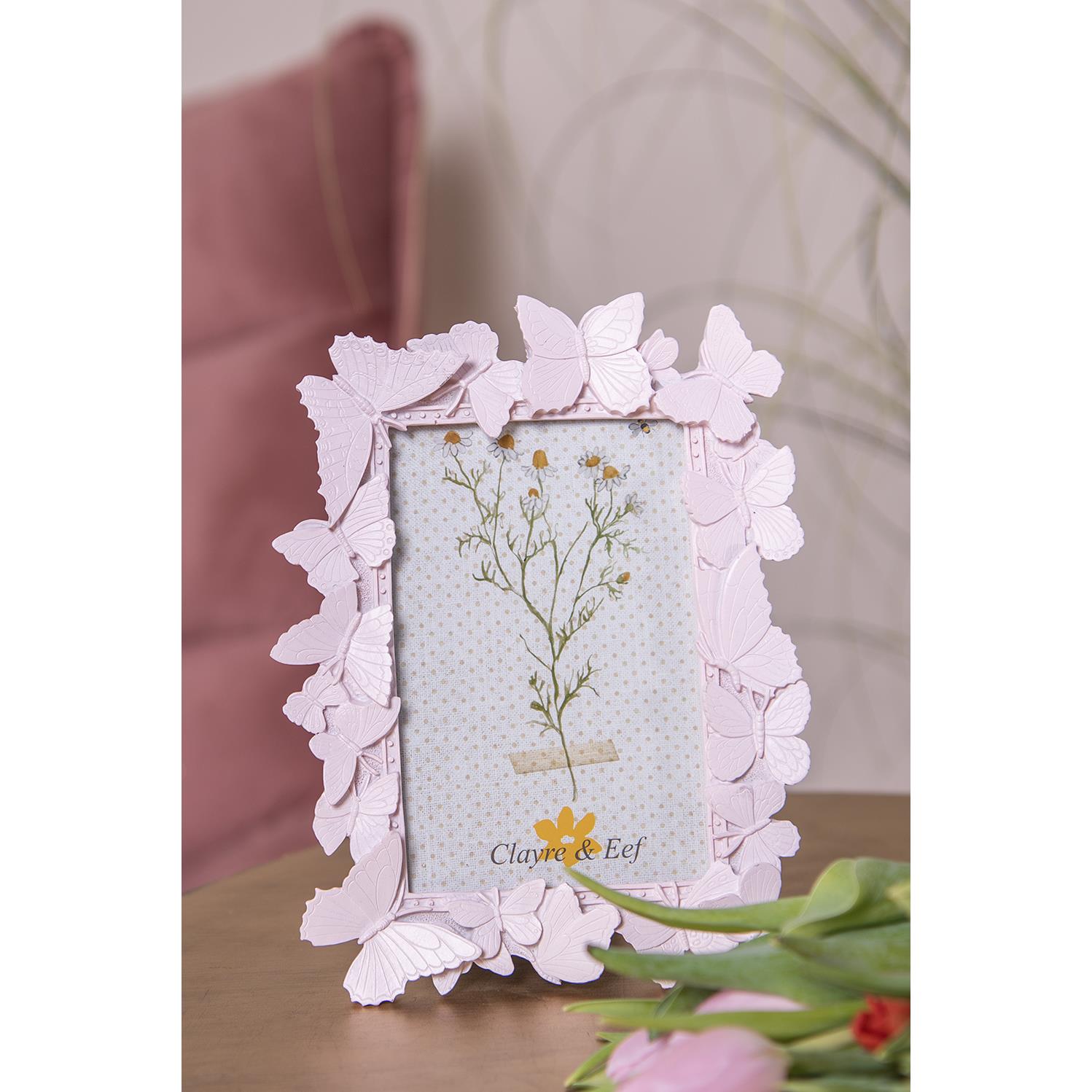Clayre & Eef Fotolijst  10x15 cm Roze Kunststof Glas Fotokader