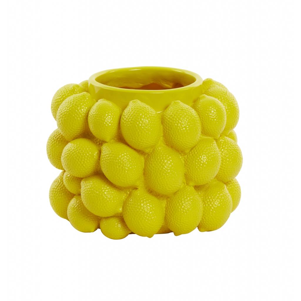 Light & Living Vaas Citroen Geel Polystone 25x18x25cm (BxHxD