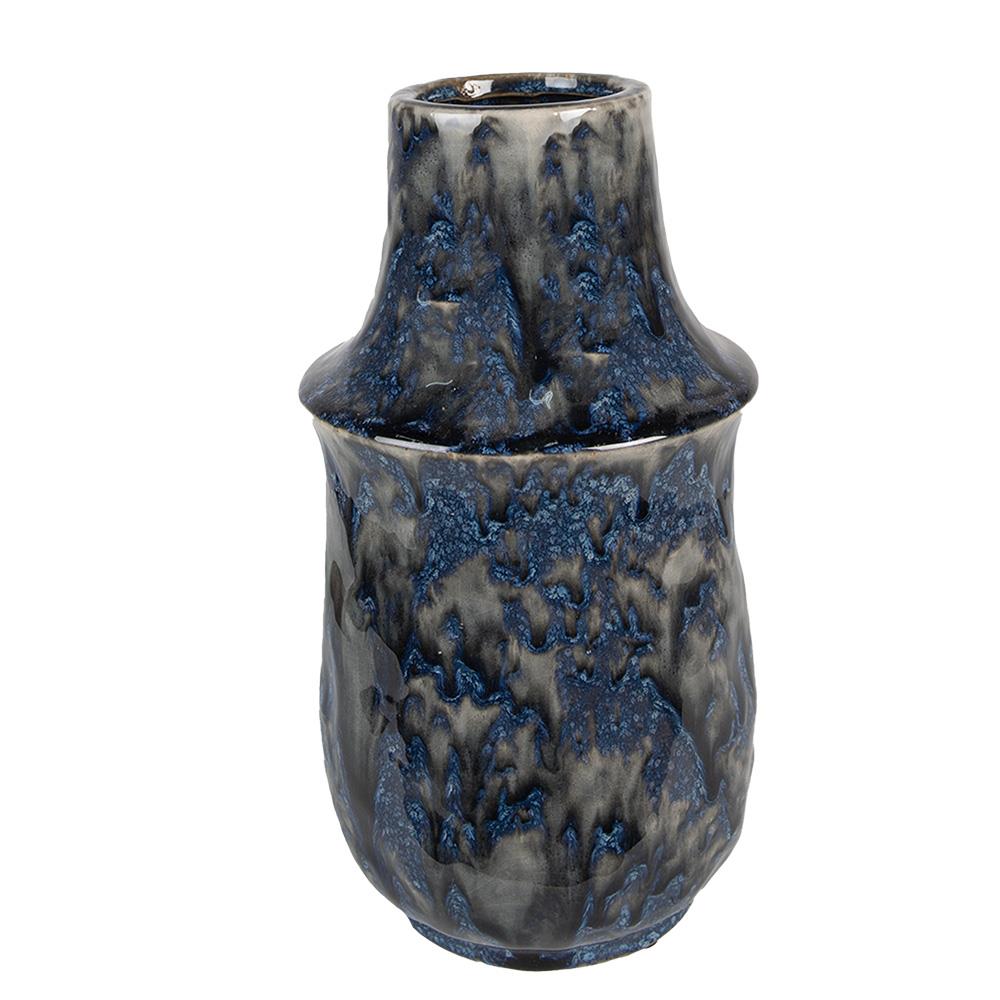 Clayre & Eef Vaas  Ø 13x25 cm Blauw Keramiek Decoratie Vaas