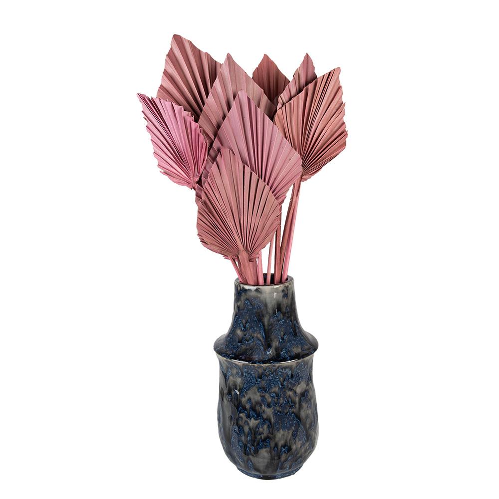 Clayre & Eef Vaas  Ø 13x25 cm Blauw Keramiek Decoratie Vaas