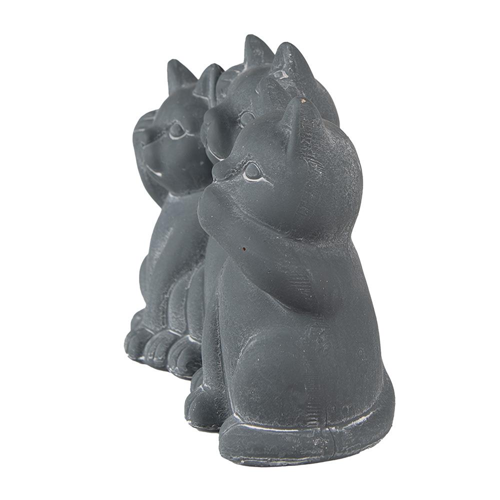 Clayre & Eef Beeld Kat 22x10x16 cm Grijs Steen Woonaccessoires