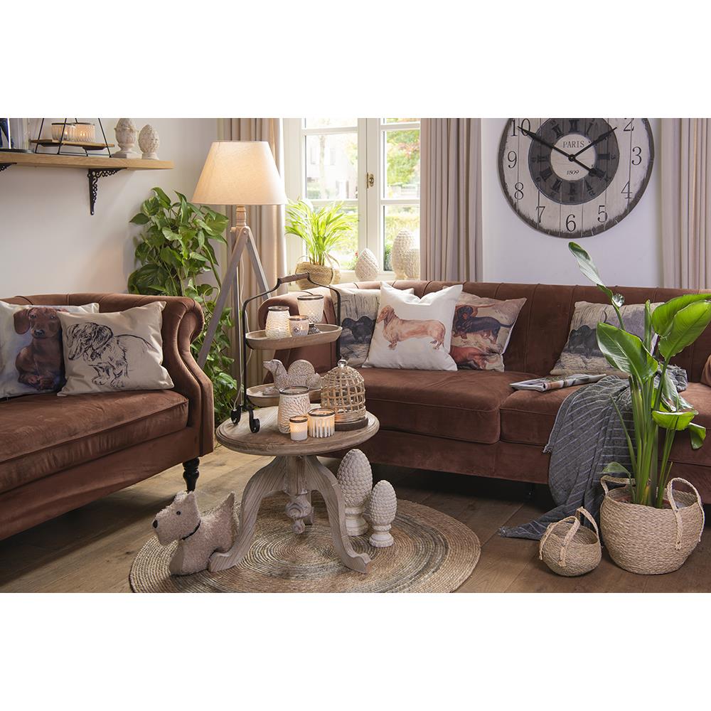 Clayre & Eef Beeld Dennenappel Ø 14x28 cm Beige Steen Kerstdecoratie