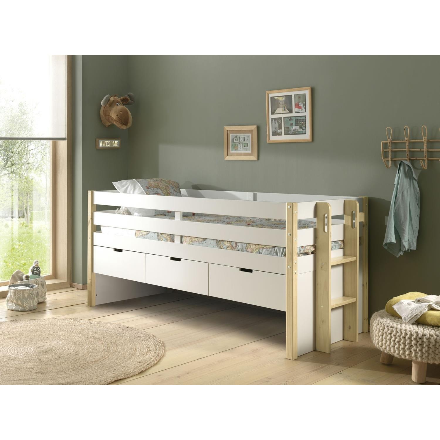 Vipack Margrit Kajuitbed met 3 Lades Wit