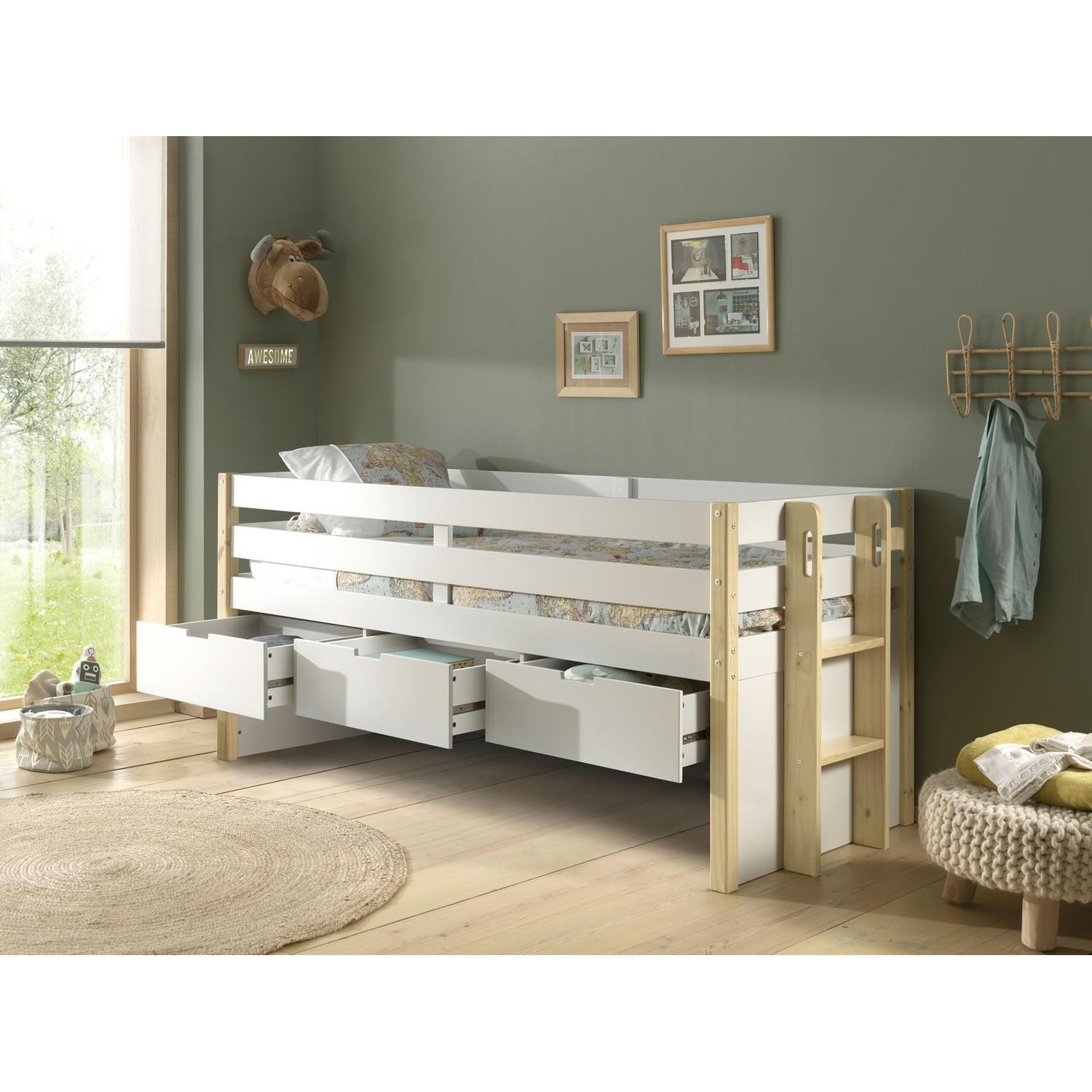 Vipack Margrit Kajuitbed met 3 Lades Wit