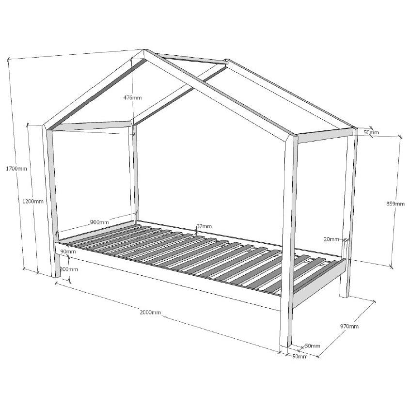 Vipack Dallas Huisbed 90x200 Wit met Textielset