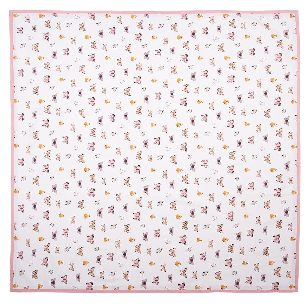 Clayre & Eef Tafelkleed  150x250 cm Beige Roze Katoen Rechthoek