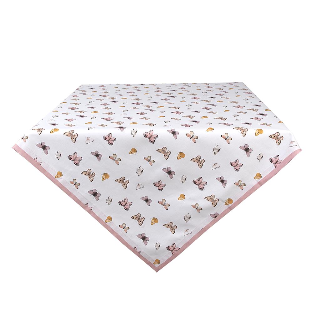 Clayre & Eef Tafelkleed  150x250 cm Beige Roze Katoen Rechthoek