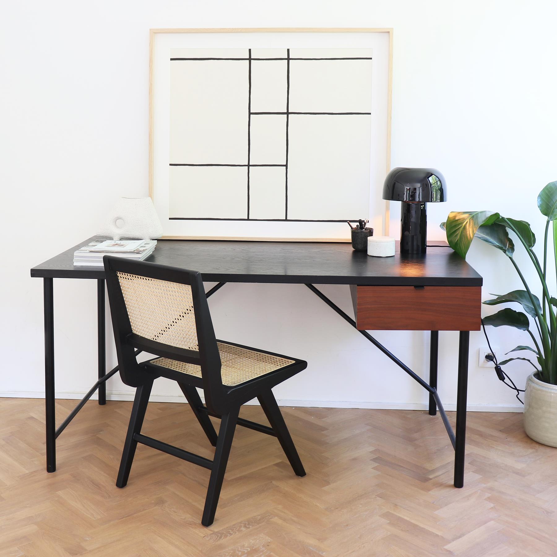 Furnified - Zwart Bureau met lade - Philip - Zwart|Walnoot