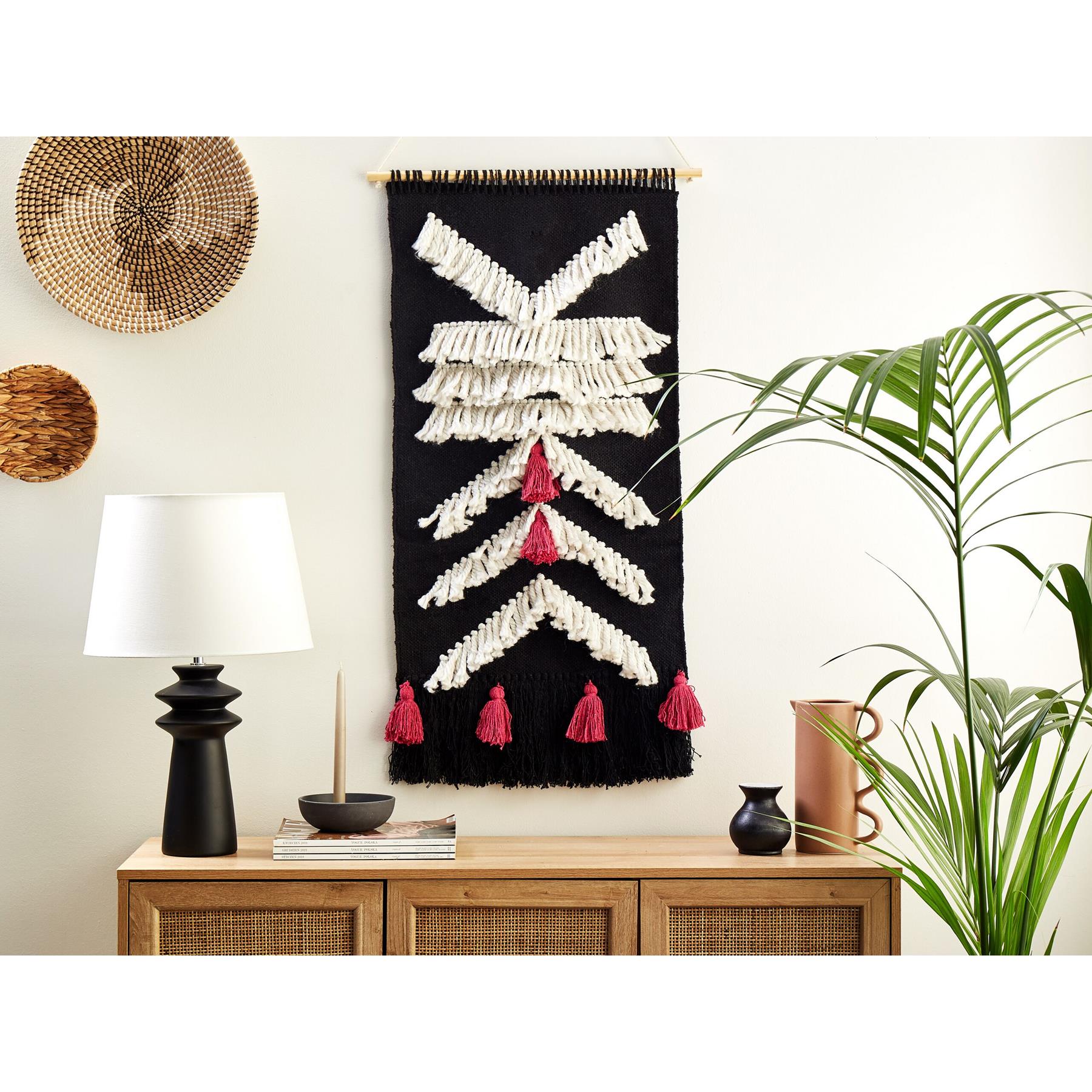 Beliani - PAKPATTAN - Wanddecoratie - Zwart - Katoen