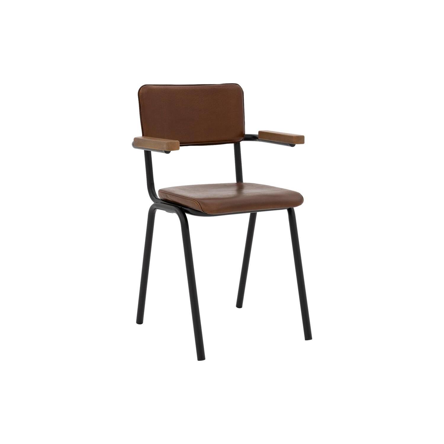 Goossens  Eetkamerstoel Chaplin -  Leder met armleuning