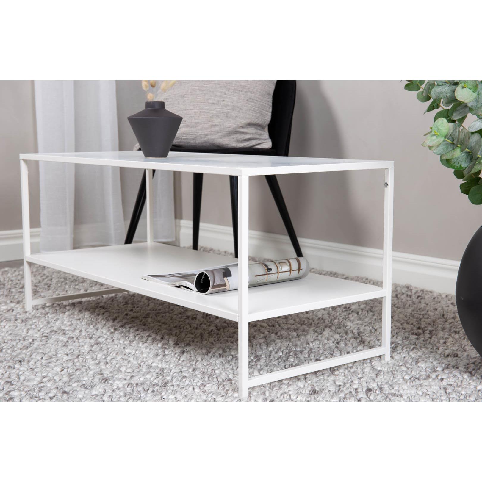 Hioshop Staal salontafel 101,6x43,2cm wit.