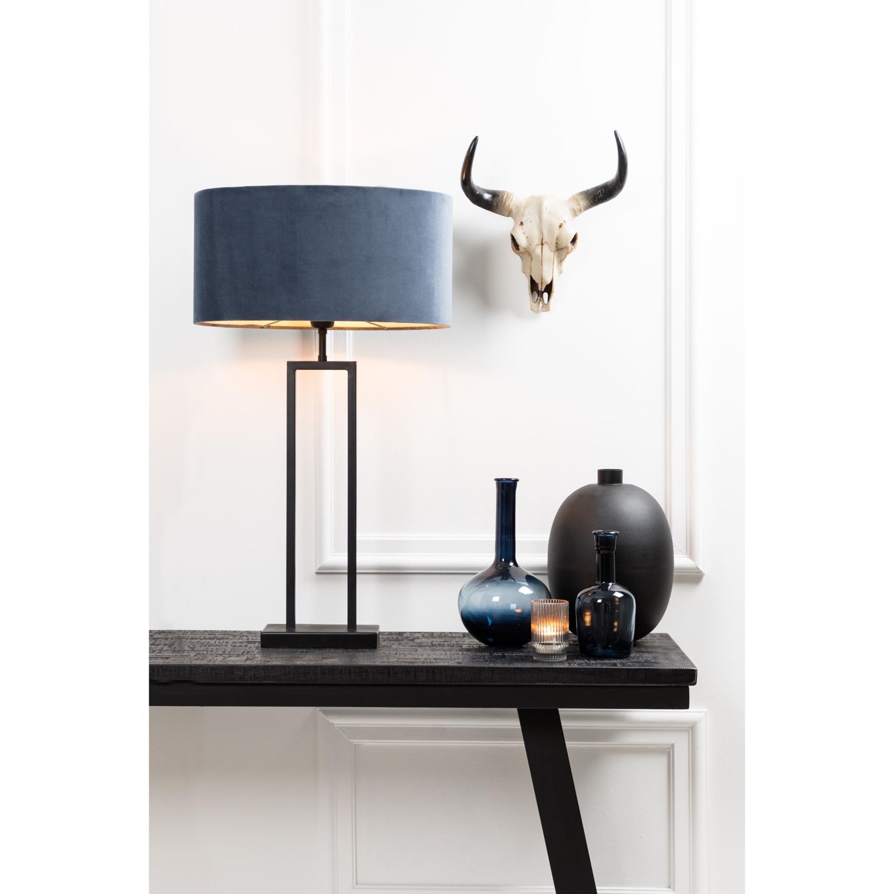 Light & Living Tafellamp Shiva|Velours - Zwart|Blauw - Ø35x84cm