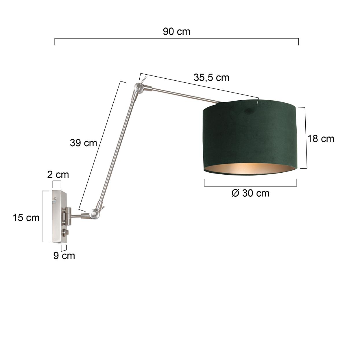 Steinhauer - wandlamp - Prestige Chic - staal - metaal velours stof - schemerlamp - E27 - 8109ST