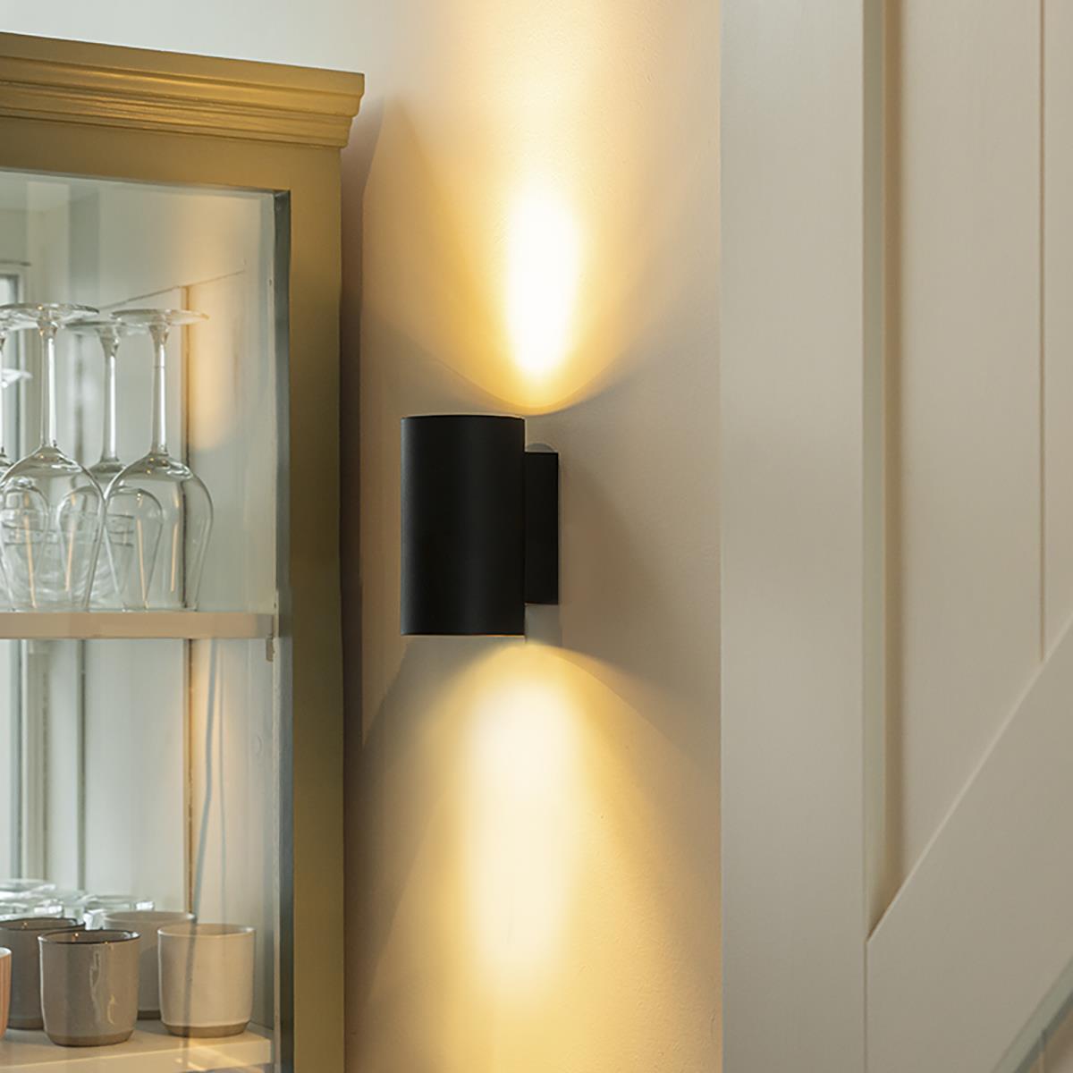 QAZQA Set van 2 moderne wandlampen zwart rond 2-lichts - Sandy