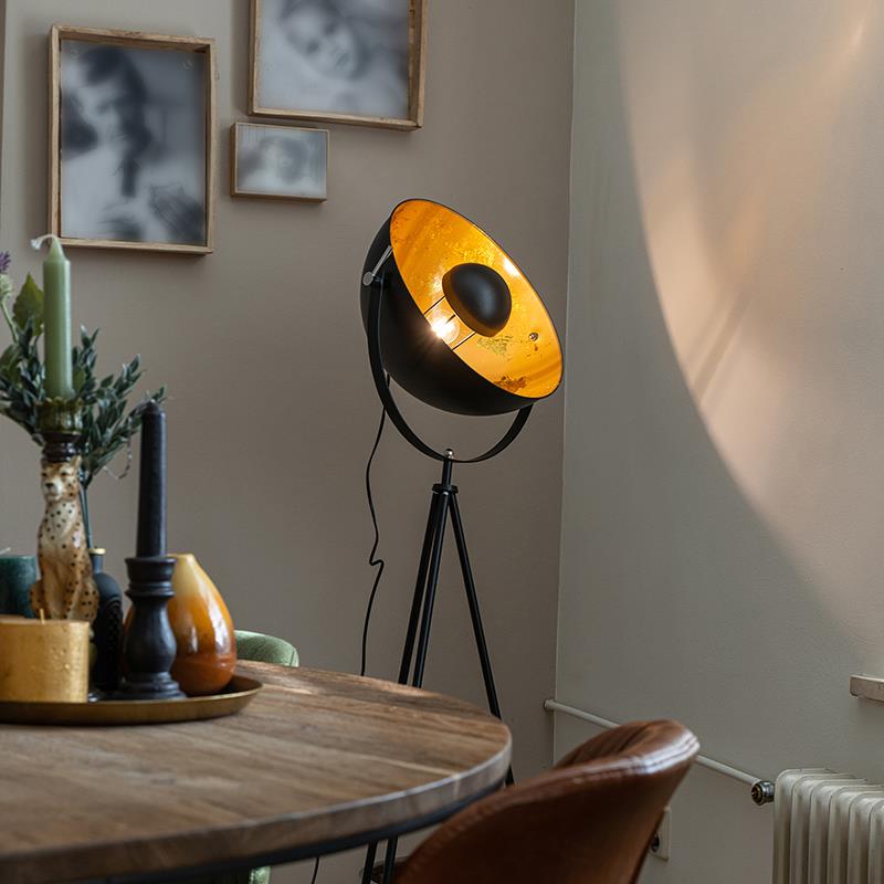 QAZQA Smart vloerlamp tripod zwart incl. Wifi A60 - Magna 40 Eglip