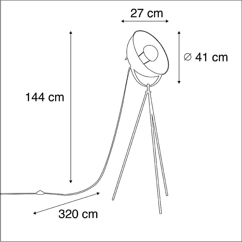 QAZQA Smart vloerlamp tripod zwart incl. Wifi A60 - Magna 40 Eglip