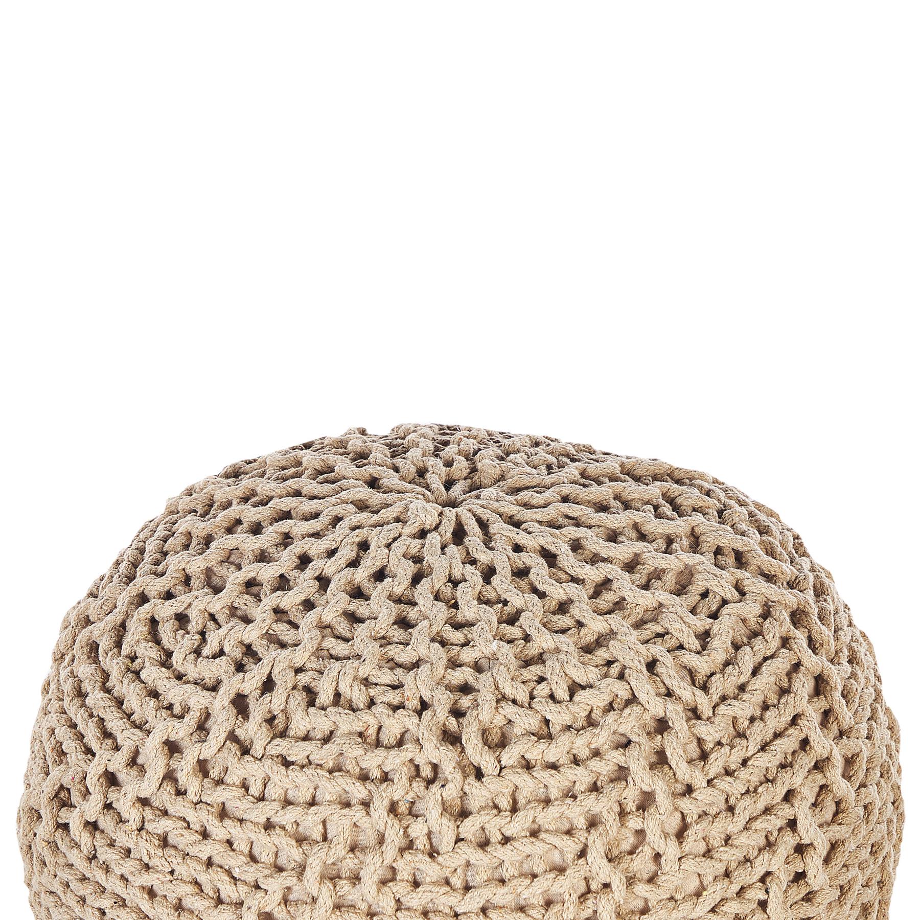 Beliani - PRIENE - Poef - Beige - 50 cm - Katoen