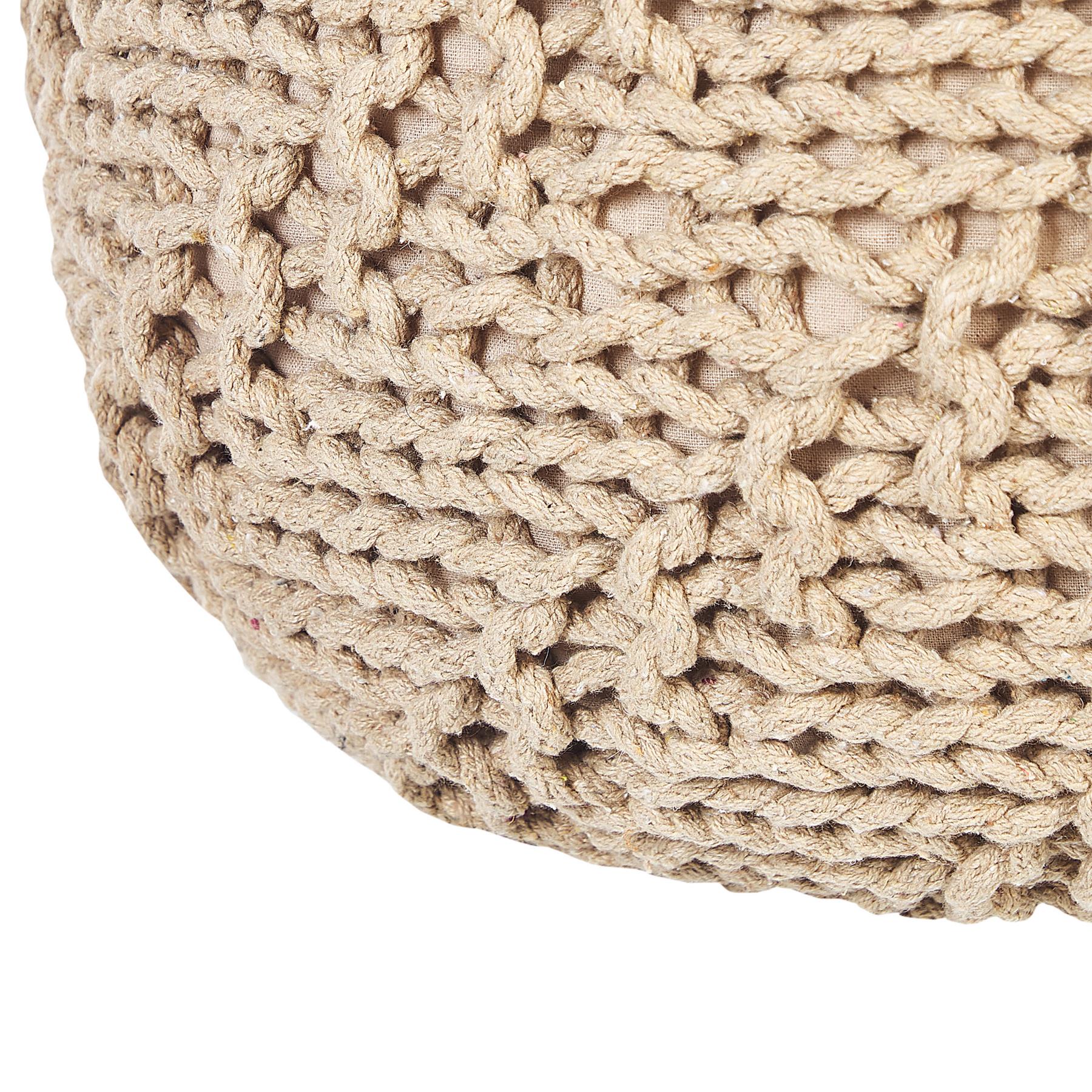 Beliani - PRIENE - Poef - Beige - 50 cm - Katoen