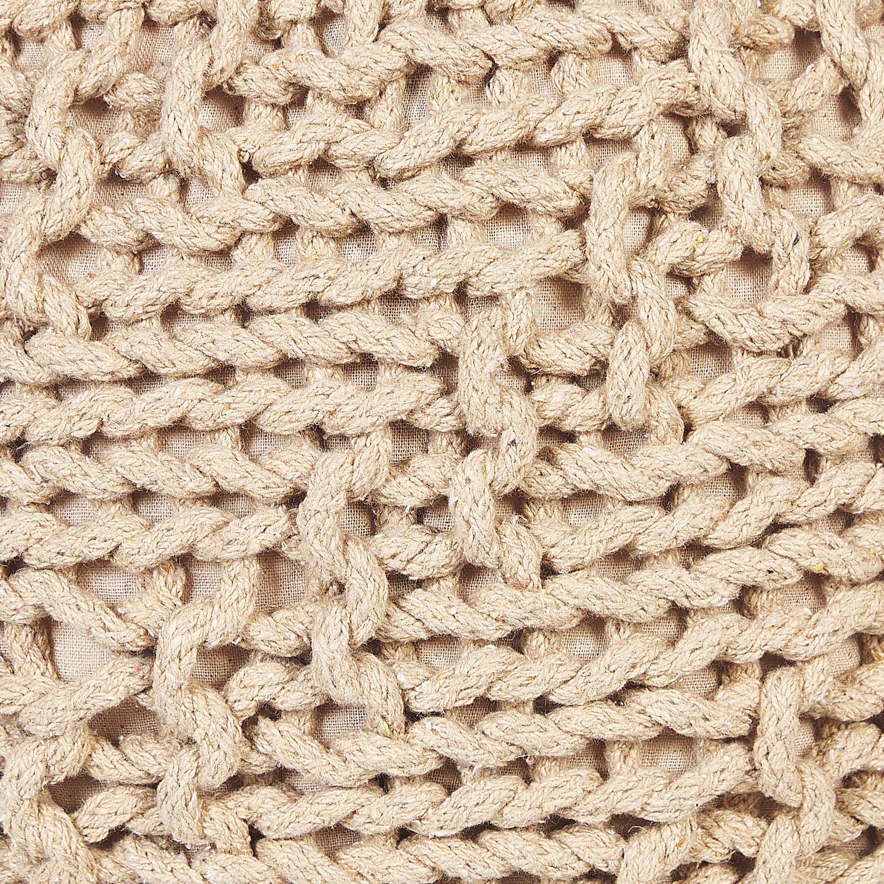 Beliani - PRIENE - Poef - Beige - 50 cm - Katoen