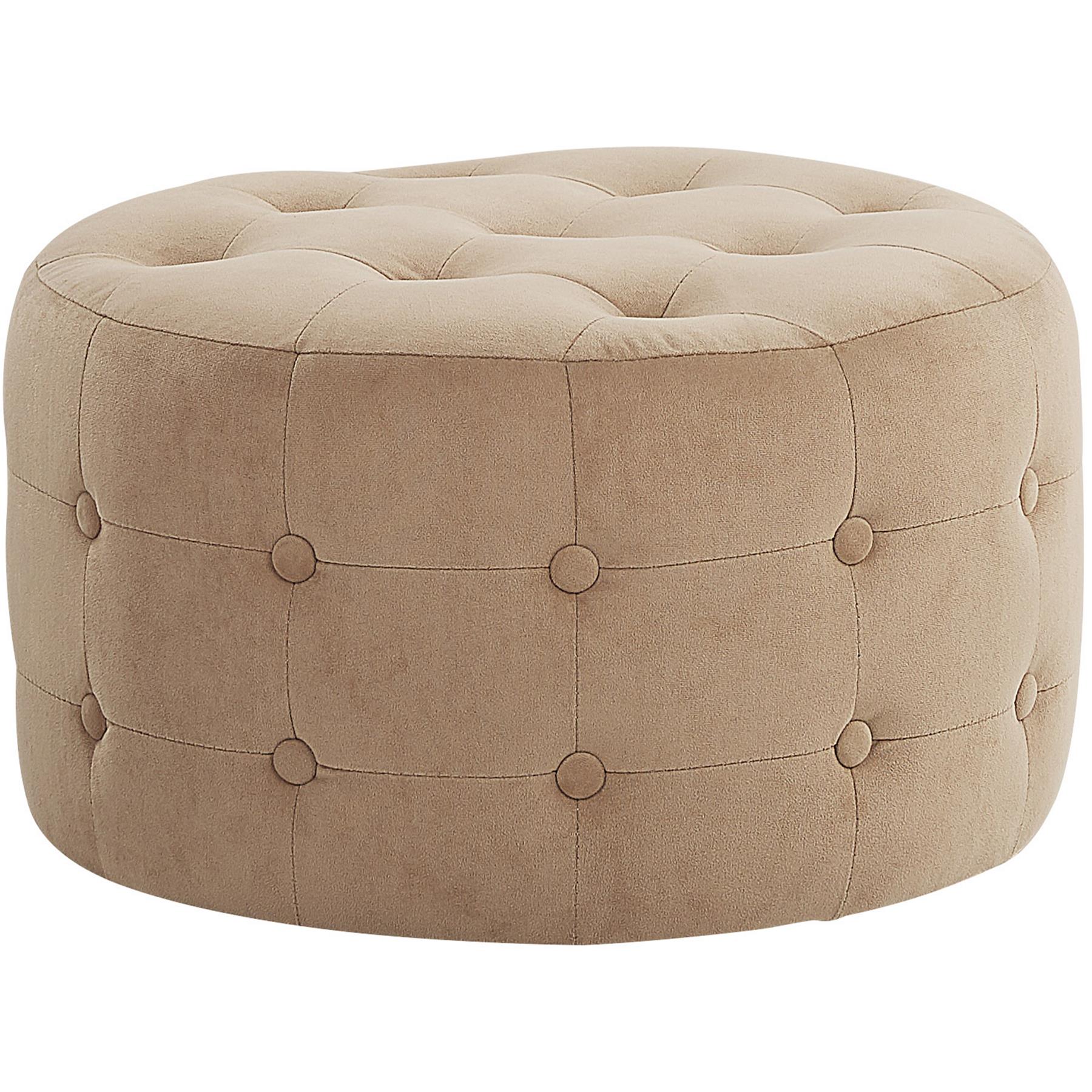 Beliani - TAMPA - Poef - Zandbeige - 55 cm - Fluweel