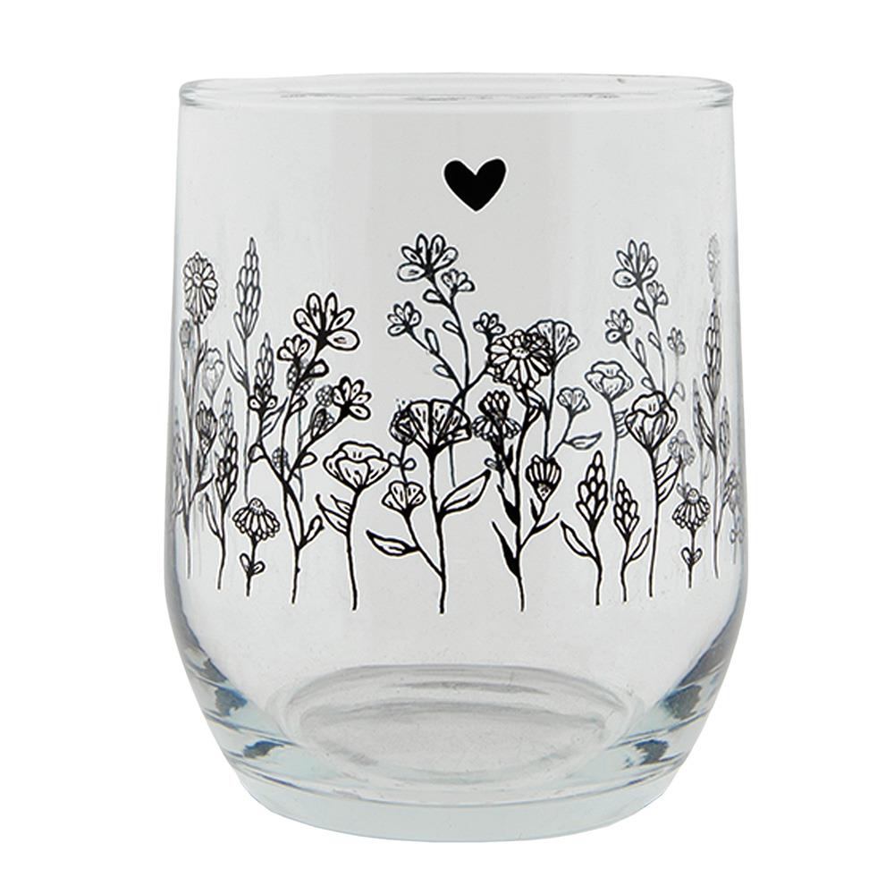 Clayre & Eef Waterglas  300 ml Glas Bloemen Drinkbeker