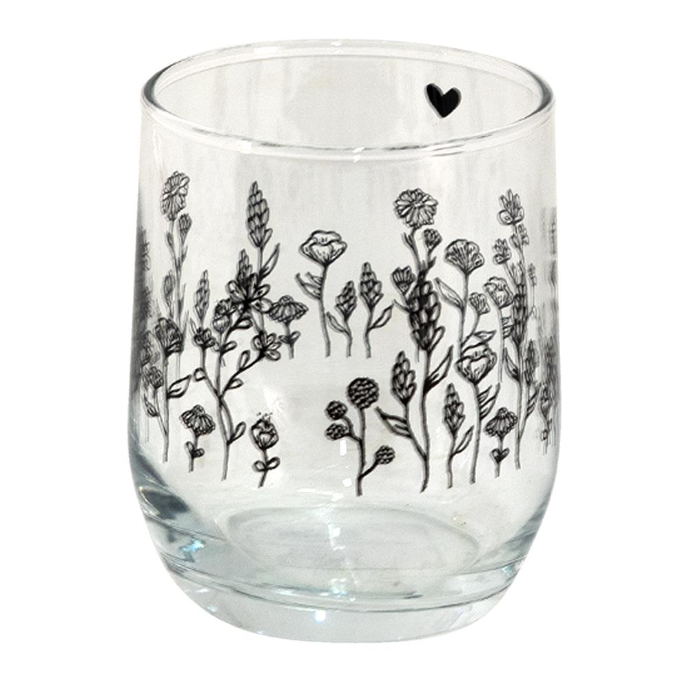 Clayre & Eef Waterglas  300 ml Glas Bloemen Drinkbeker