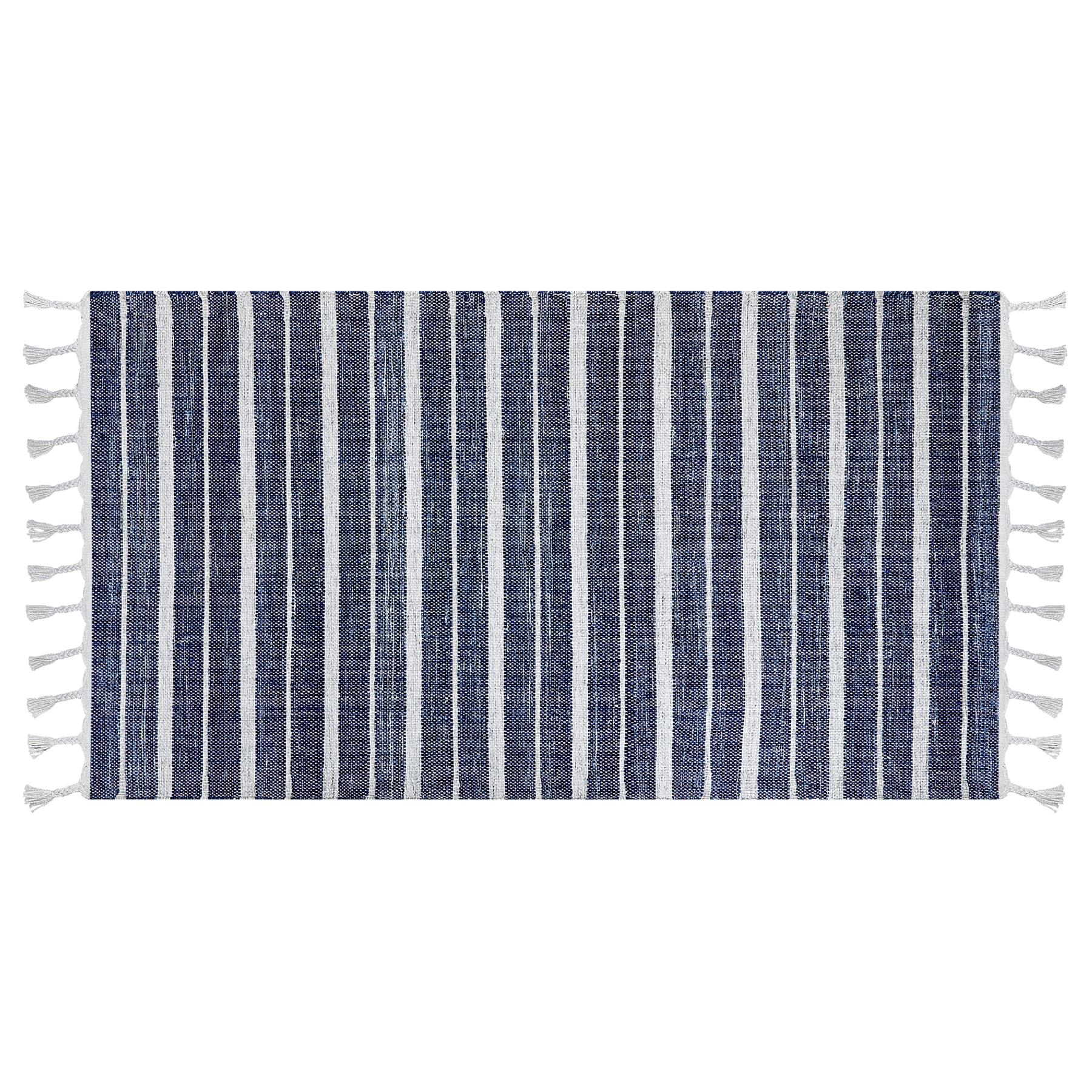 Beliani-BADEMLI-Vloerkleed -Donkerblauw-80 x 150 cm-Synthetisch materiaal