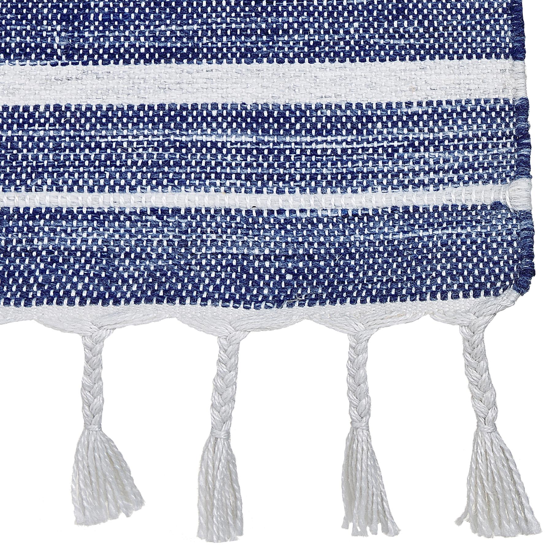 Beliani-BADEMLI-Vloerkleed -Donkerblauw-80 x 150 cm-Synthetisch materiaal