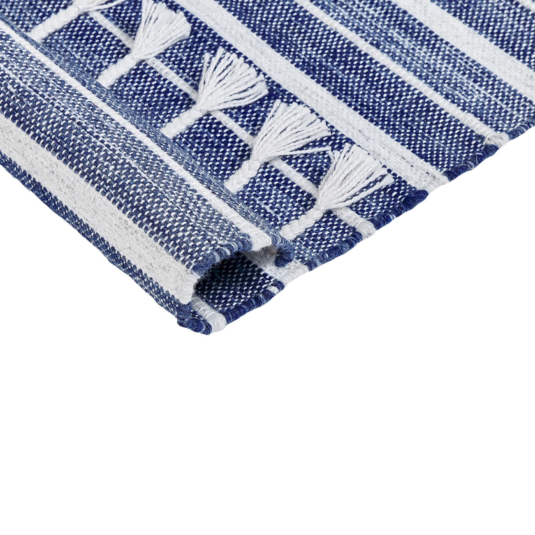 Beliani-BADEMLI-Vloerkleed -Donkerblauw-80 x 150 cm-Synthetisch materiaal