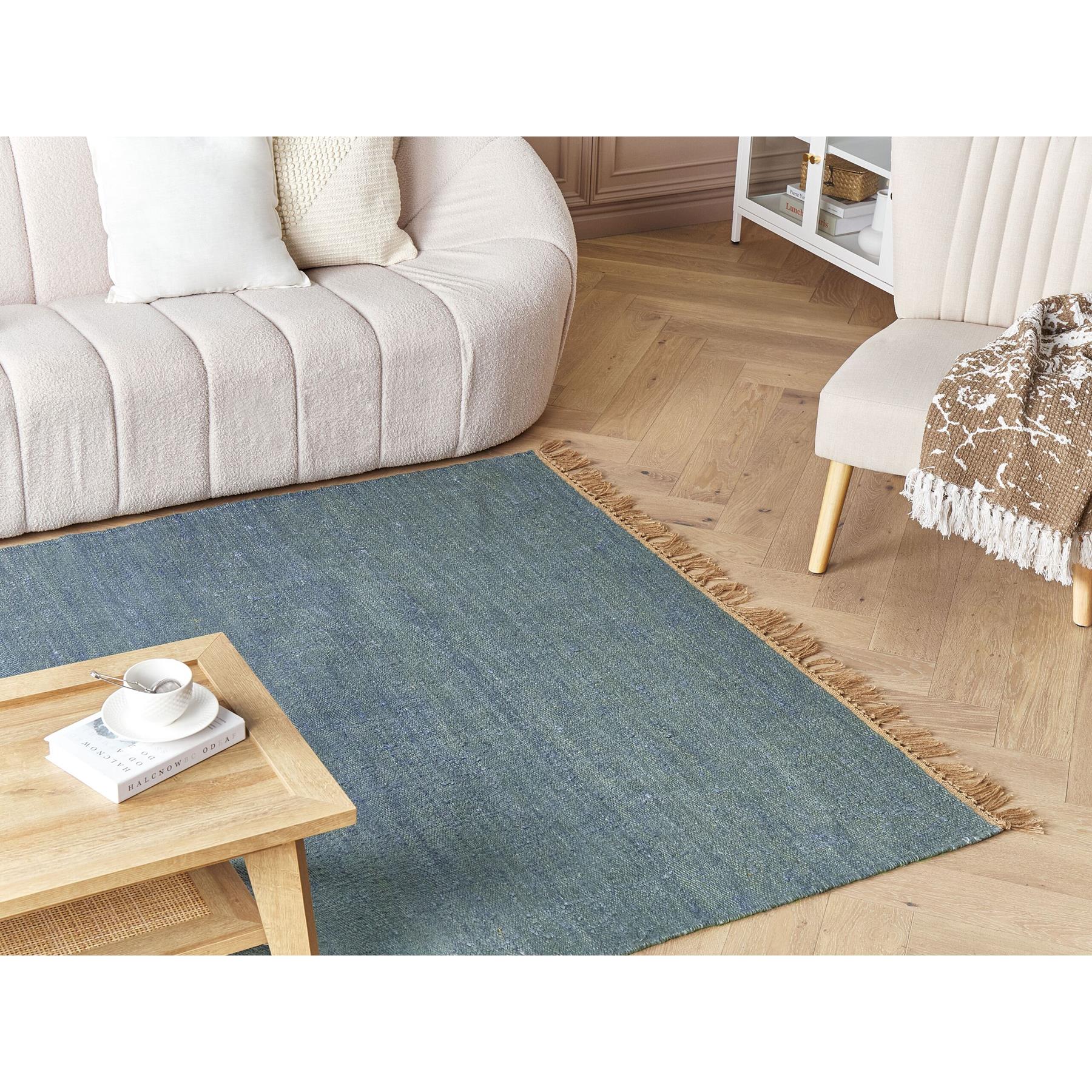 Beliani - LUNIA - Jute vloerkleed - Turquoise - 160 x 230 cm - Jute