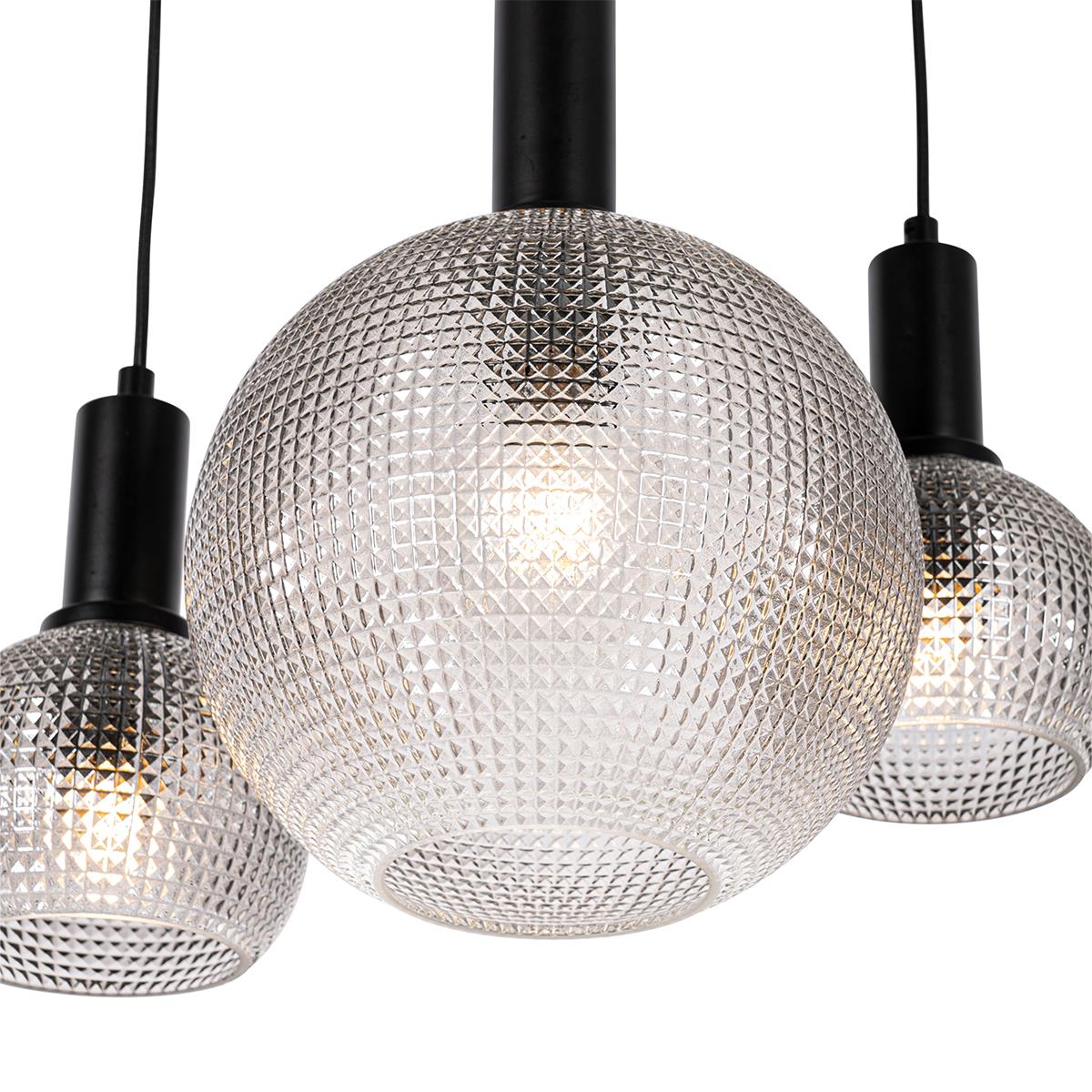 QAZQA Design hanglamp zwart met smoke glas 8-lichts  - Chico