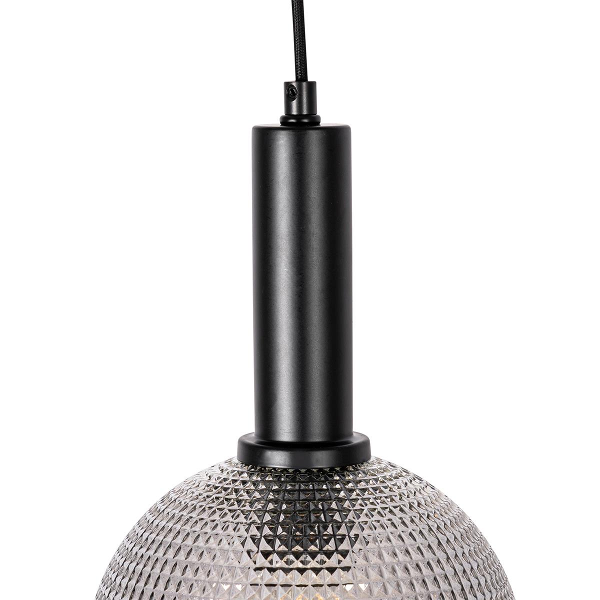 QAZQA Design hanglamp zwart met smoke glas 8-lichts  - Chico