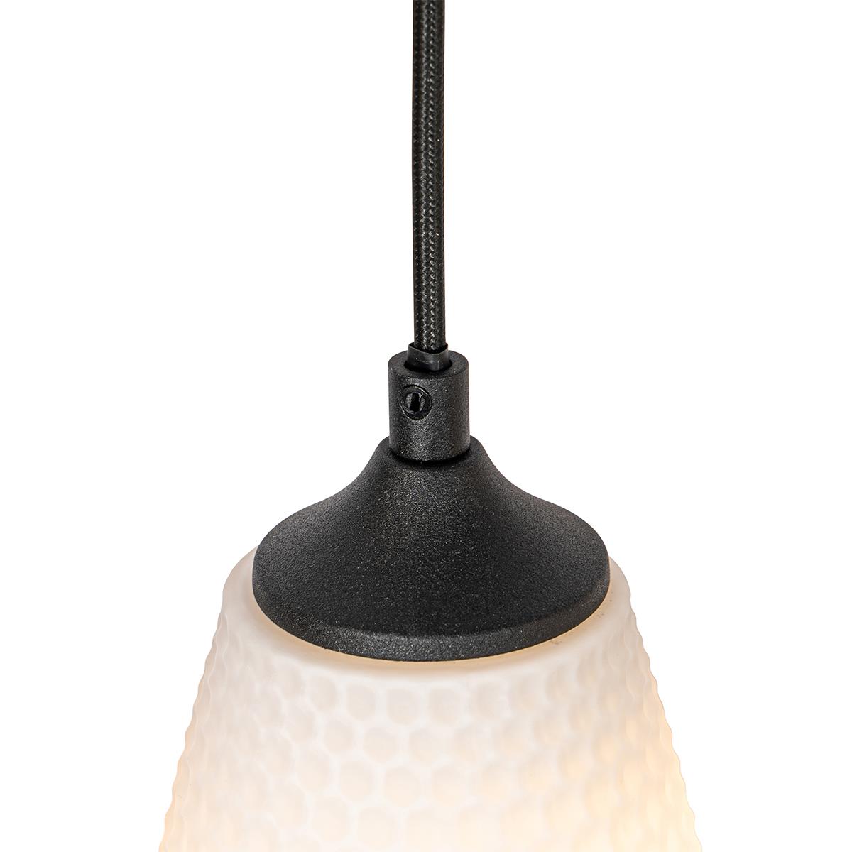 QAZQA Art Deco hanglamp zwart met opaal glas 8-lichts - Hanne