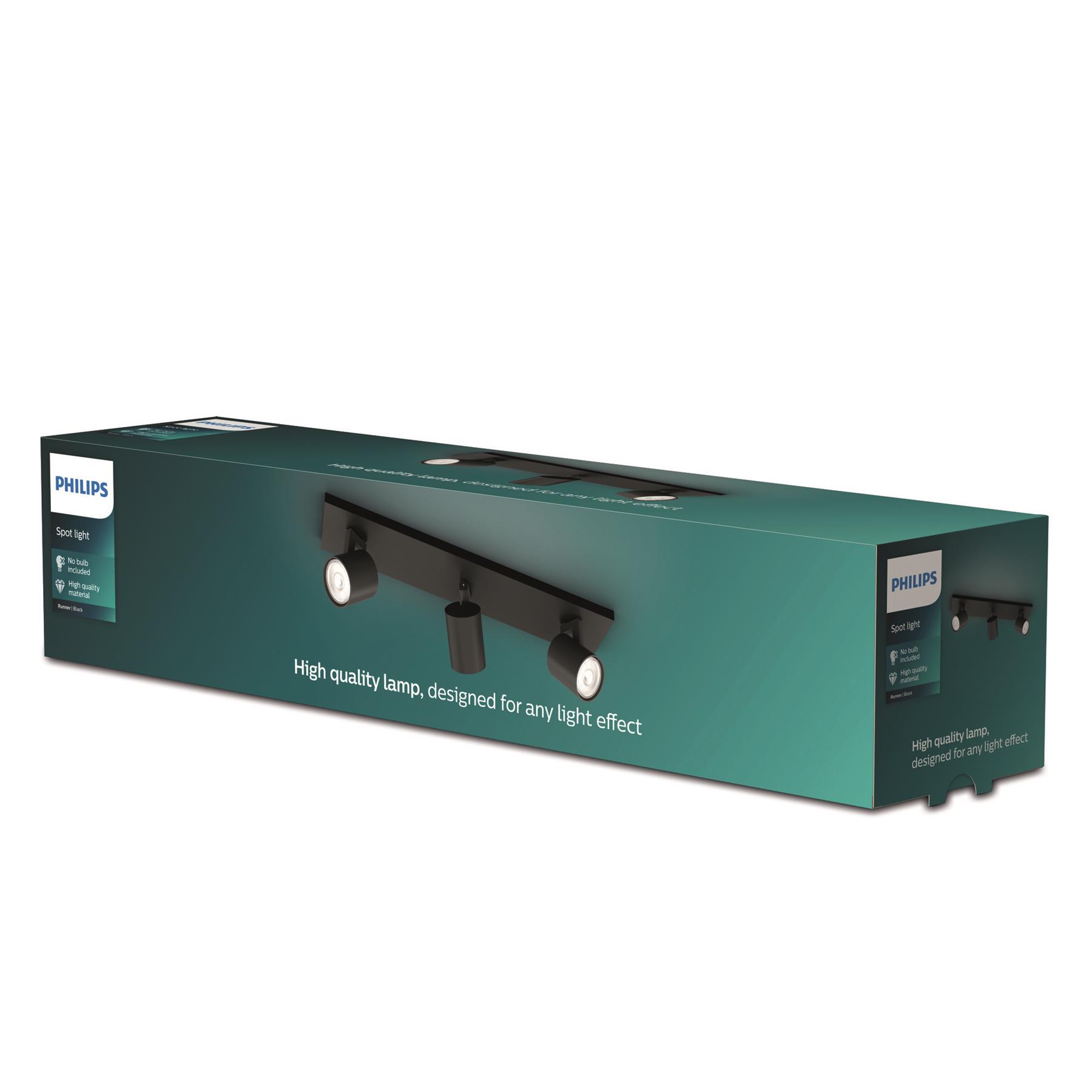 Philips Runner opbouwspot - 3-lichts - zwart