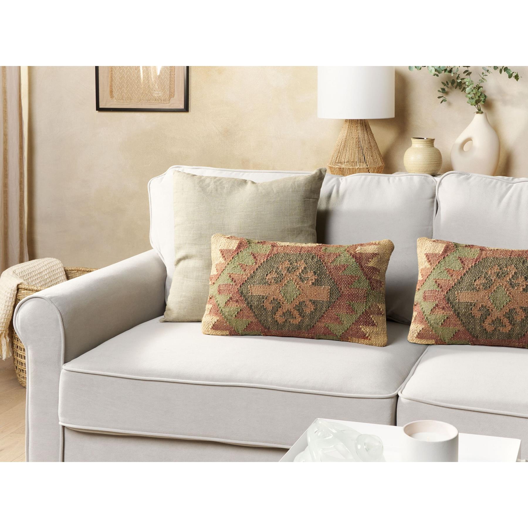 Beliani-CUMBUM-Sierkussen set van 2-Multicolor-30 x 50 cm-Jute