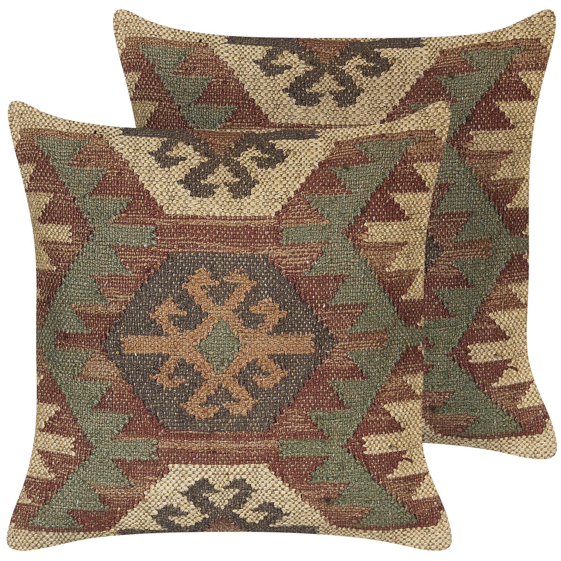 Beliani-CUMBUM-Sierkussen set van 2-Multicolor-45 x 45 cm-Jute