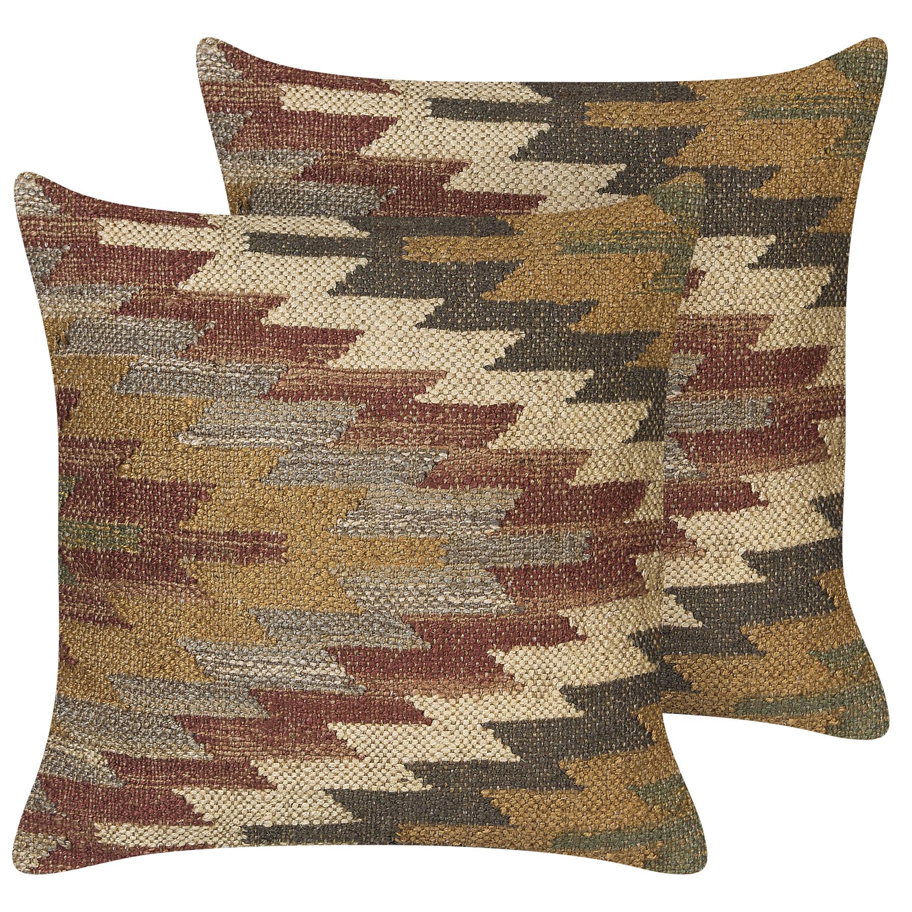 Beliani-DEEPOR-Sierkussen set van 2-Multicolor-45 x 45 cm-Jute