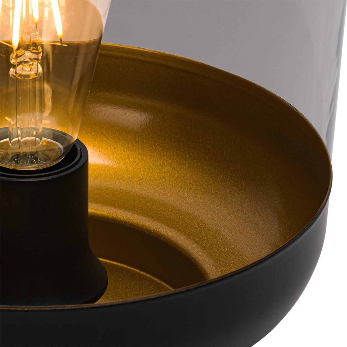 QAZQA Design vloerlamp zwart met goud en smoke glas - Kyan