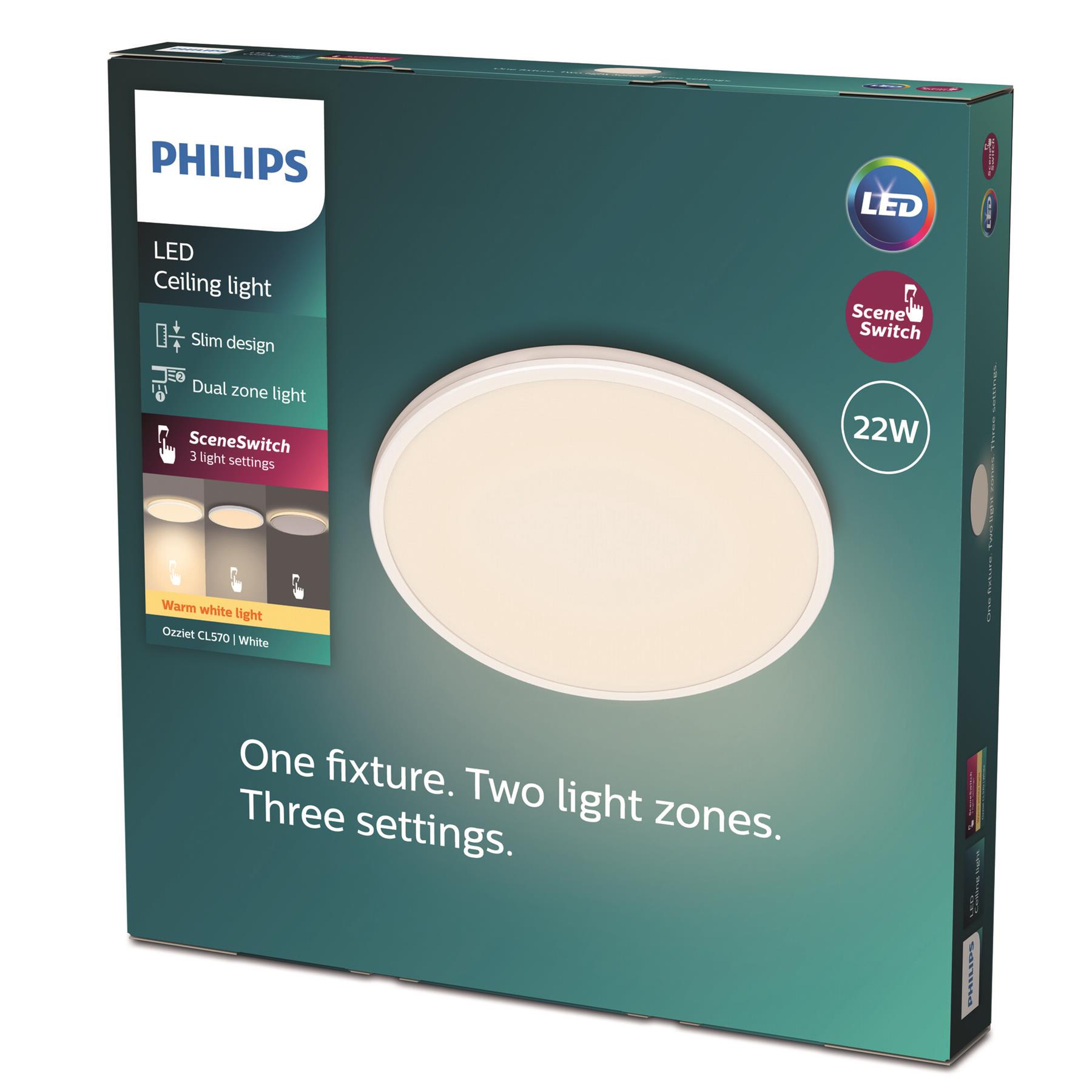 Philips Ozziet plafondlamp - rond - wit - 22W 27K