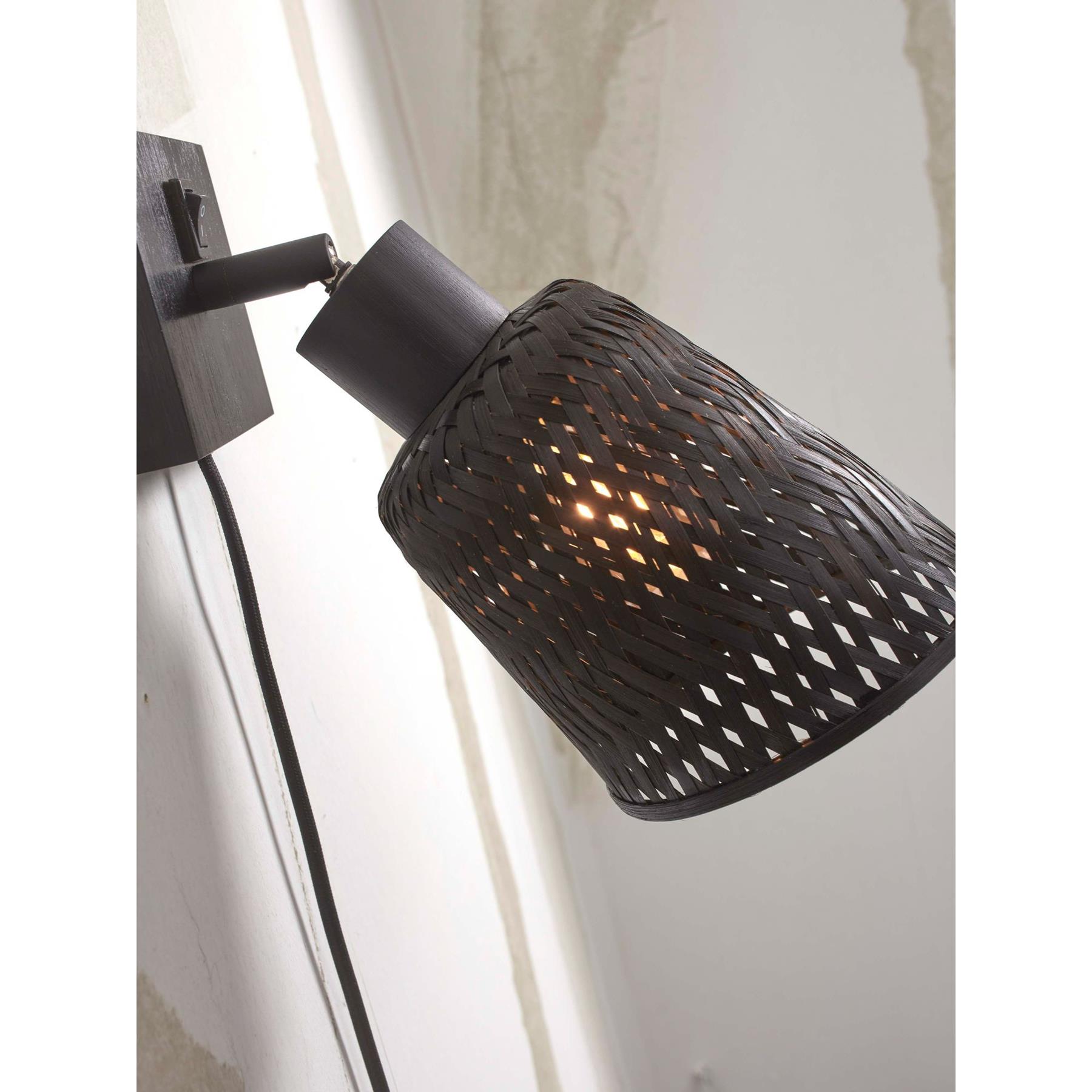 GOOD&MOJO Wandlamp Java - Bamboe Zwart - Ø15cm
