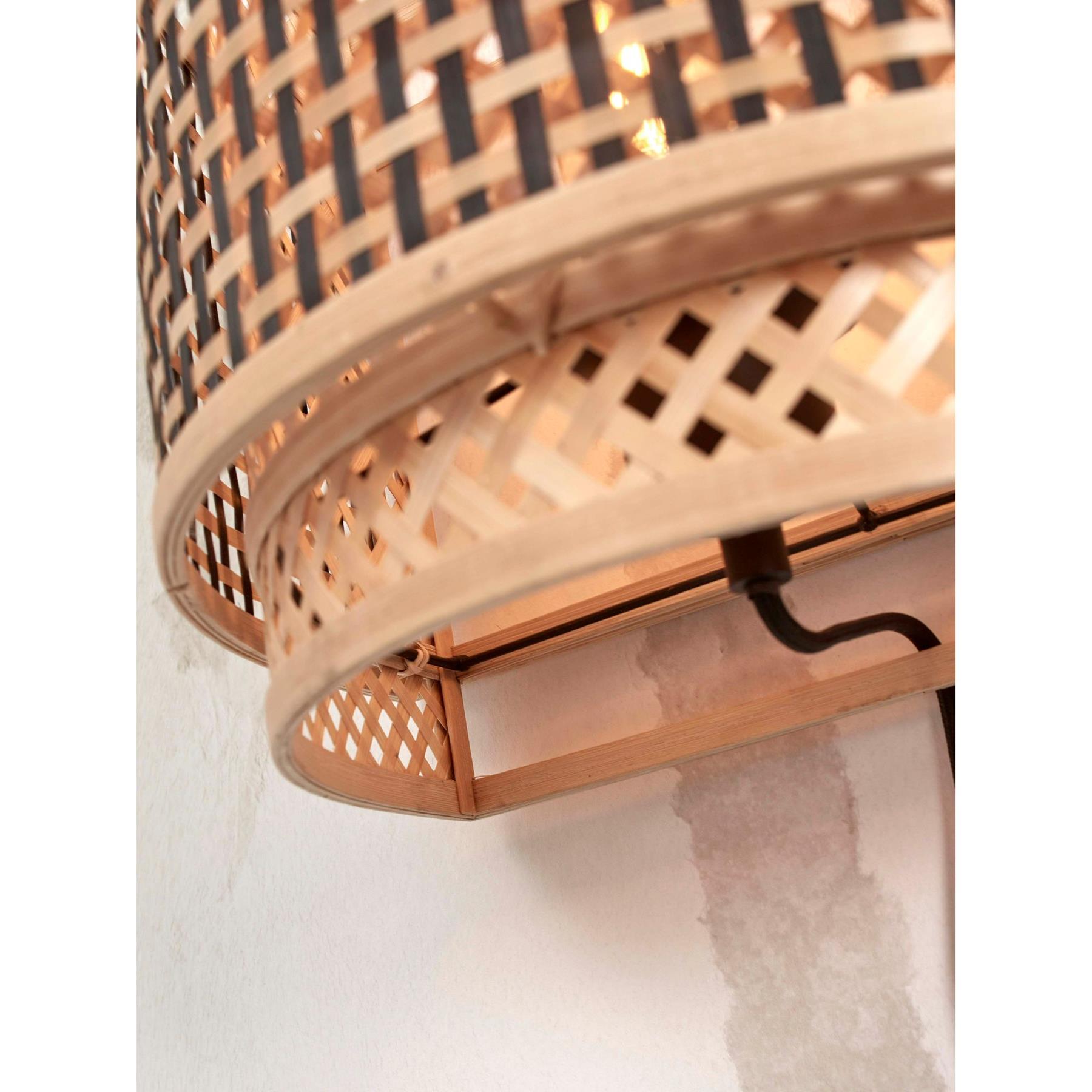 GOOD&MOJO Wandlamp Bhutan - Bamboe|Zwart - 32x16x27cm