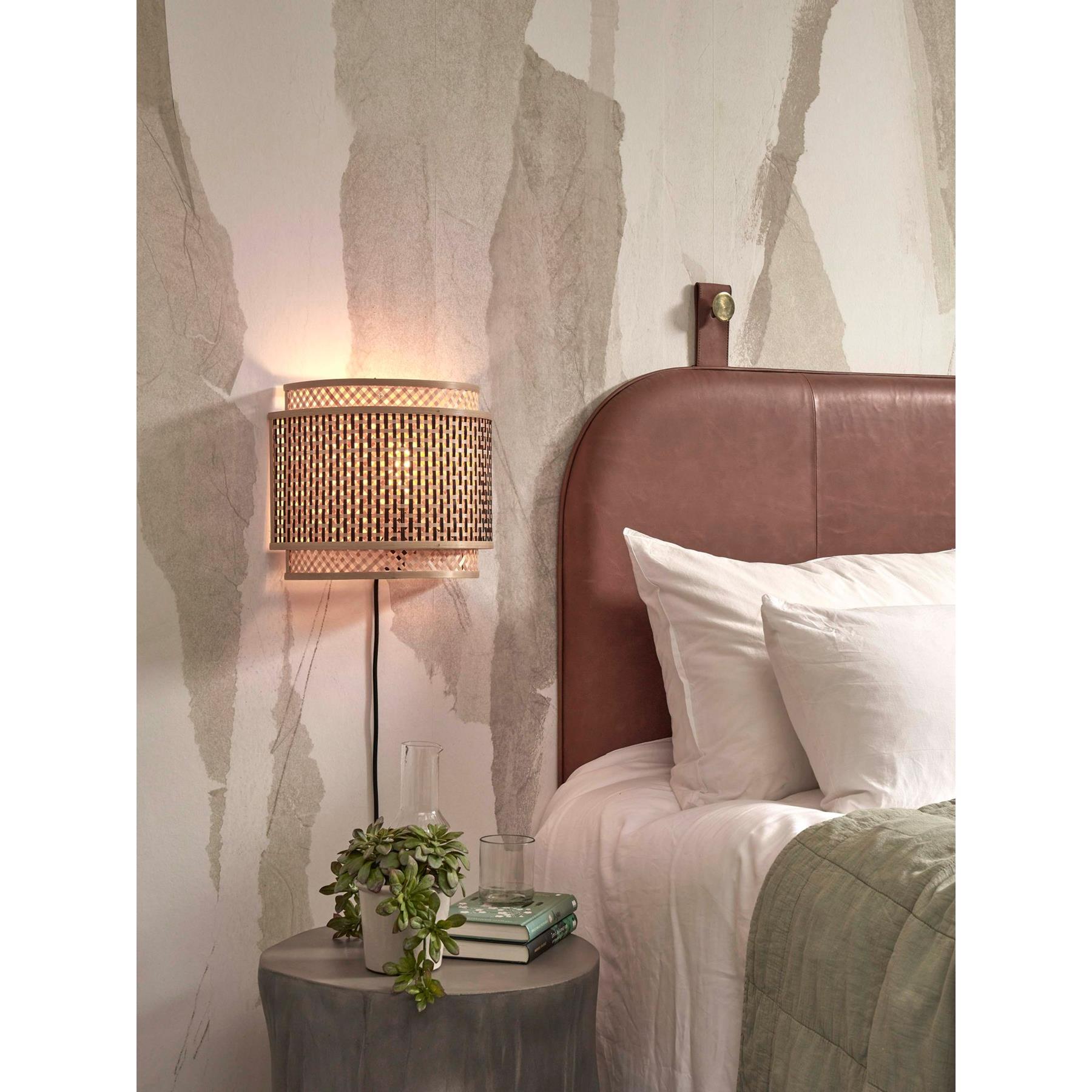 GOOD&MOJO Wandlamp Bhutan - Bamboe|Zwart - 32x16x27cm
