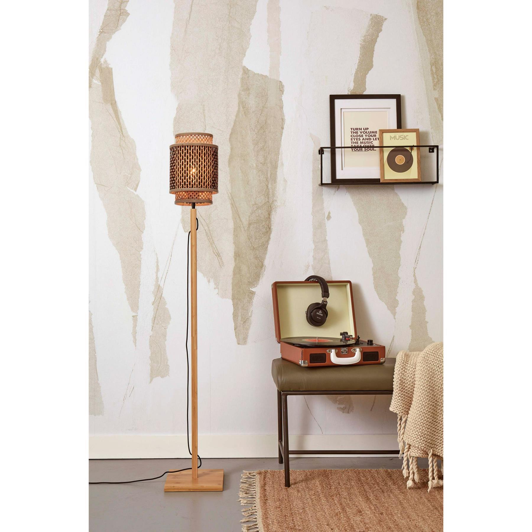 GOOD&MOJO Vloerlamp Bhutan - Bamboe|Zwart - 20x20x135cm