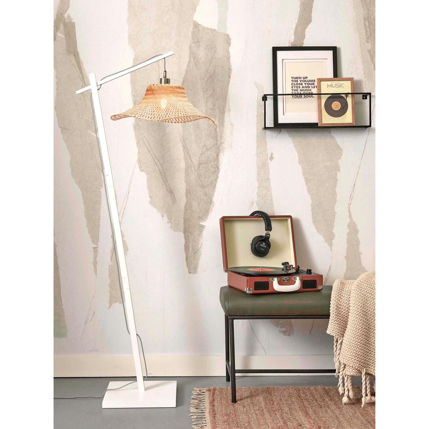 GOOD&MOJO Vloerlamp Ibiza - Bamboe Wit|Naturel - 77x50x150cm