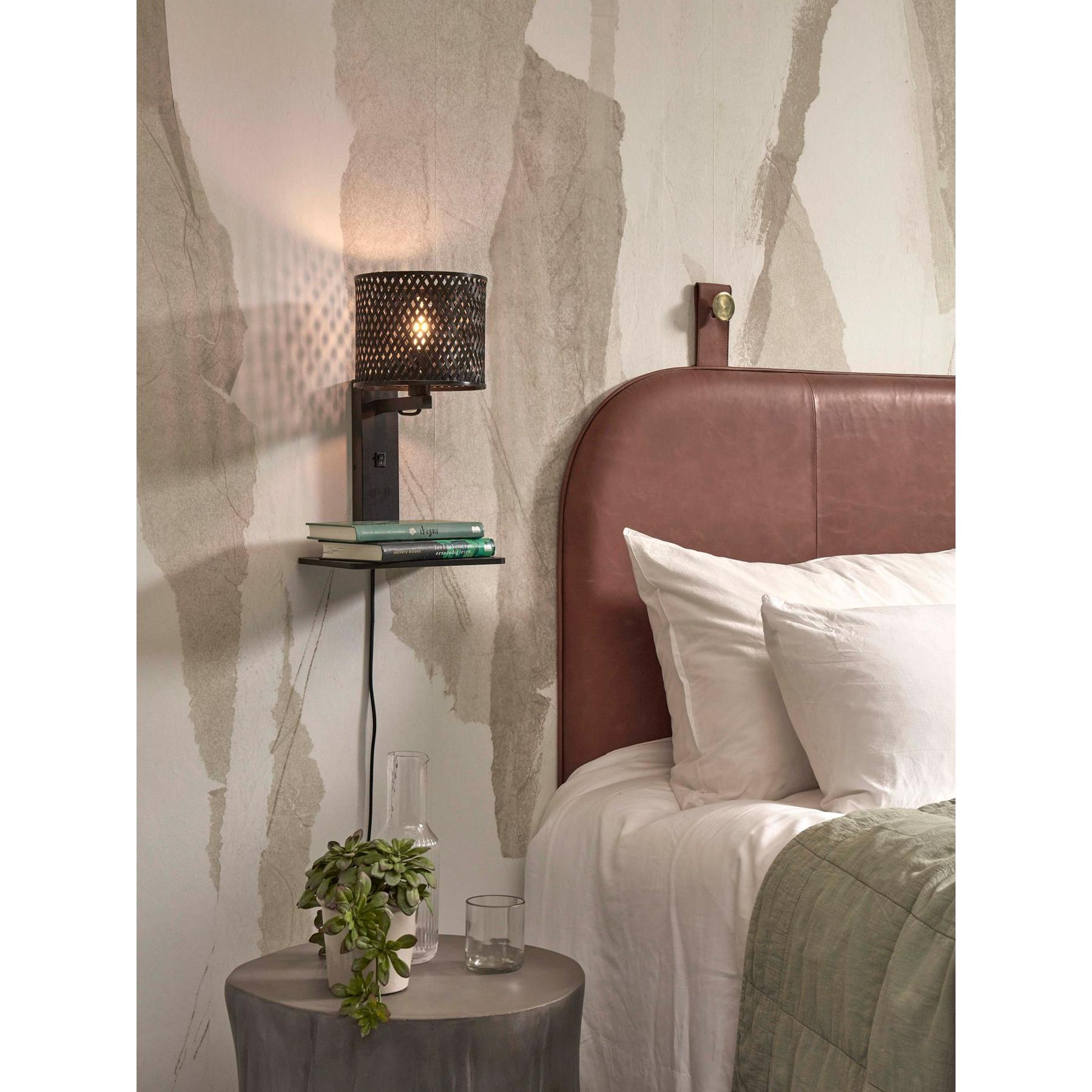 GOOD&MOJO Wandlamp Java - Bamboe Zwart - 30x22x52cm