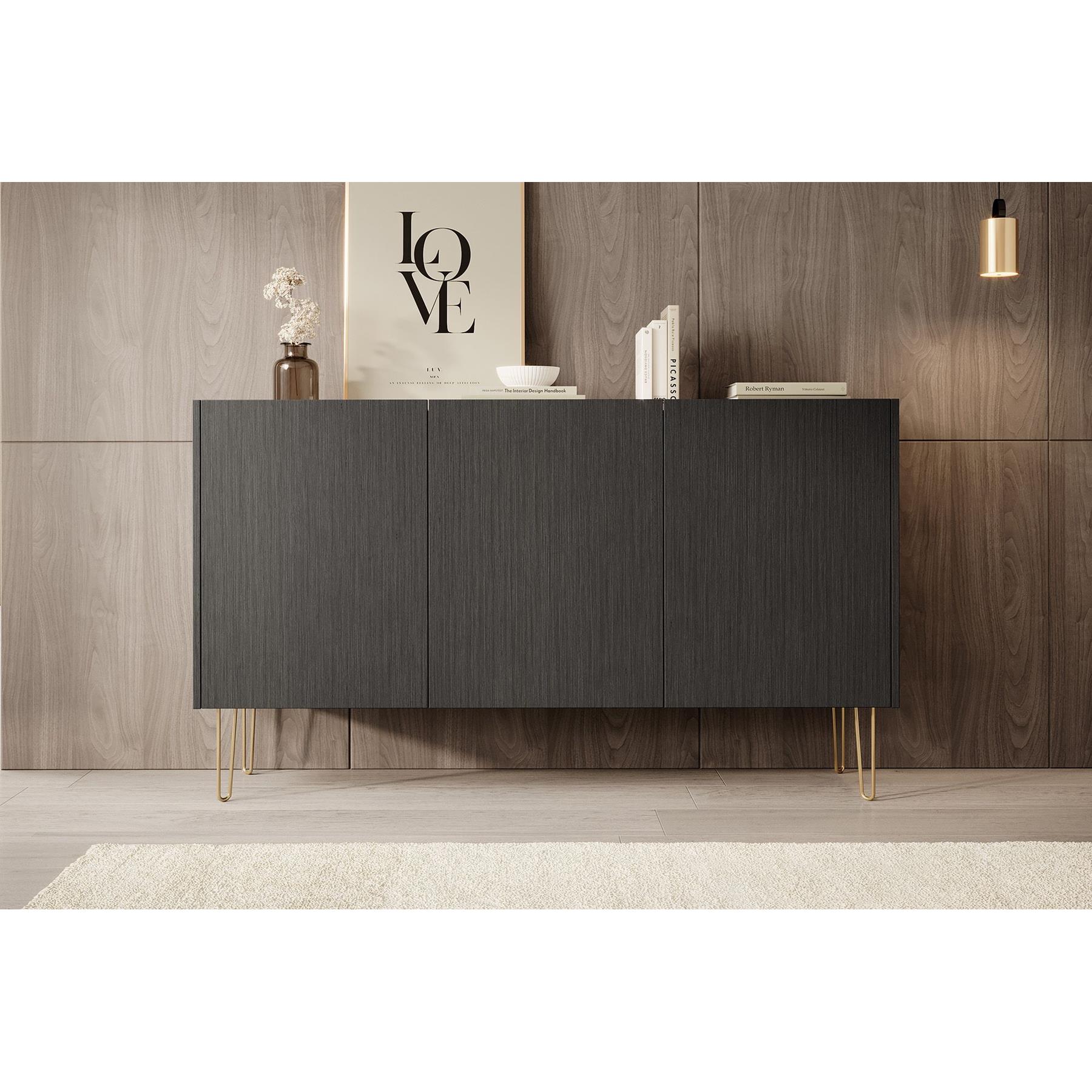 Meubella Dressoir Hacienda - Zwart - 144 cm