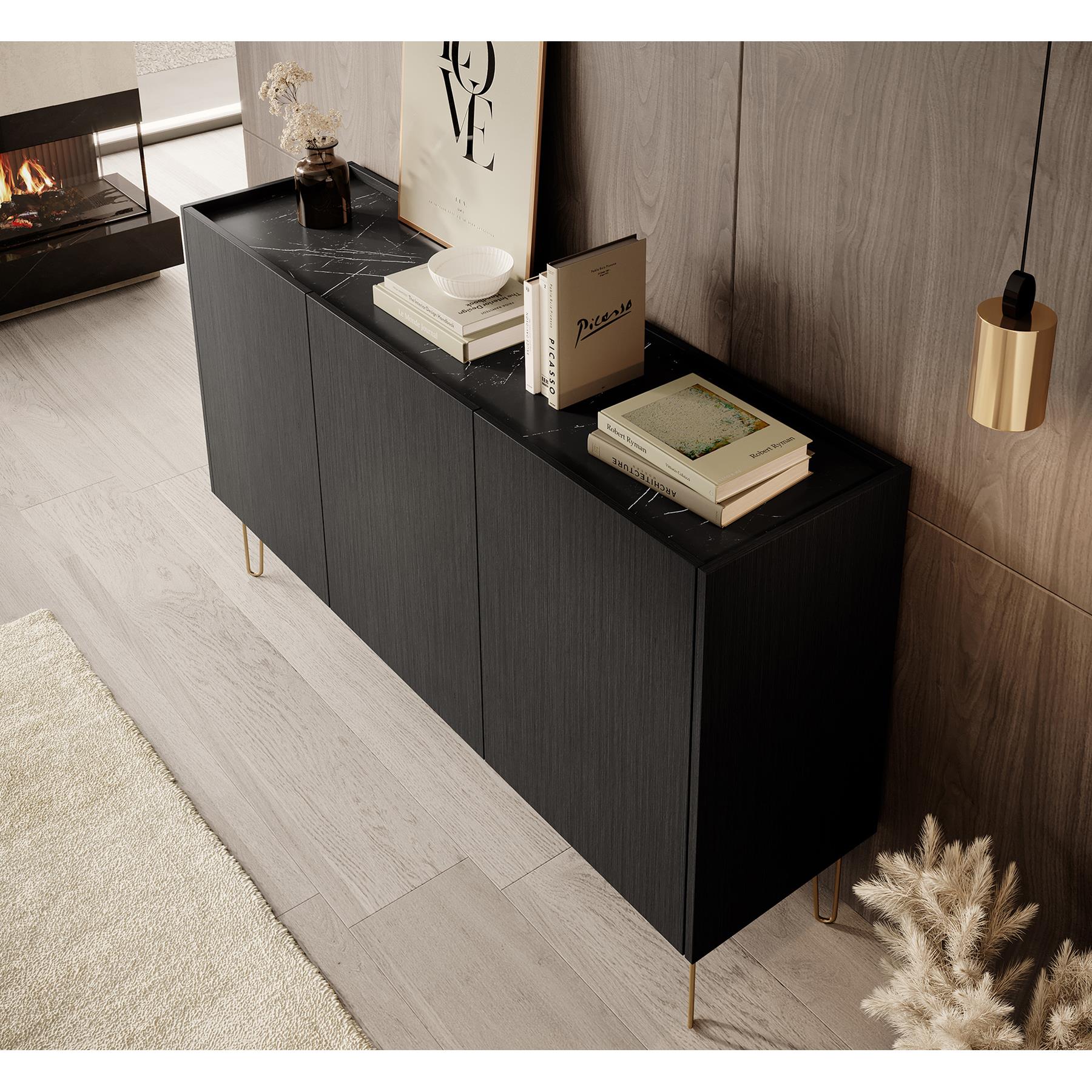 Meubella Dressoir Hacienda - Zwart - 144 cm
