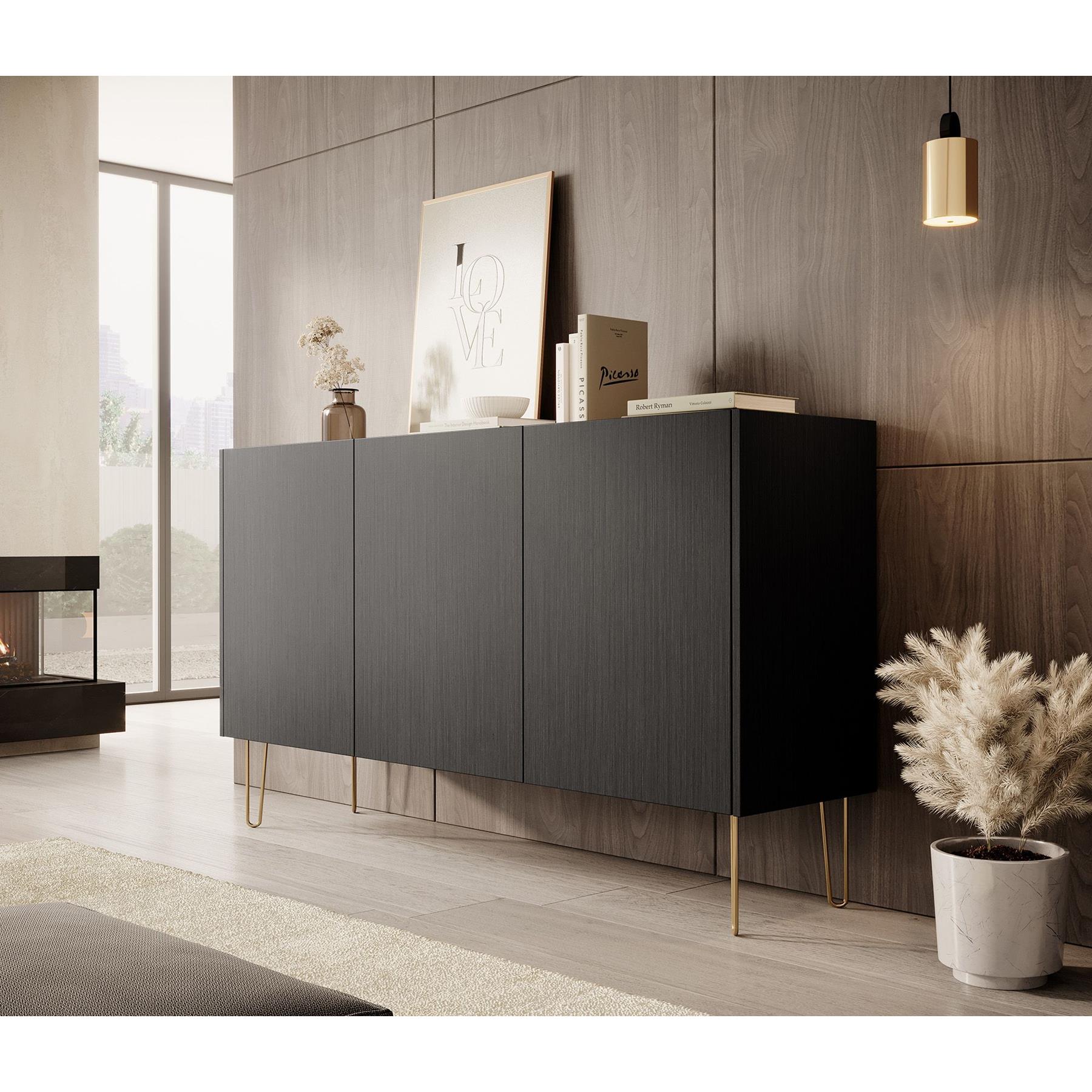 Meubella Dressoir Hacienda - Zwart - 144 cm